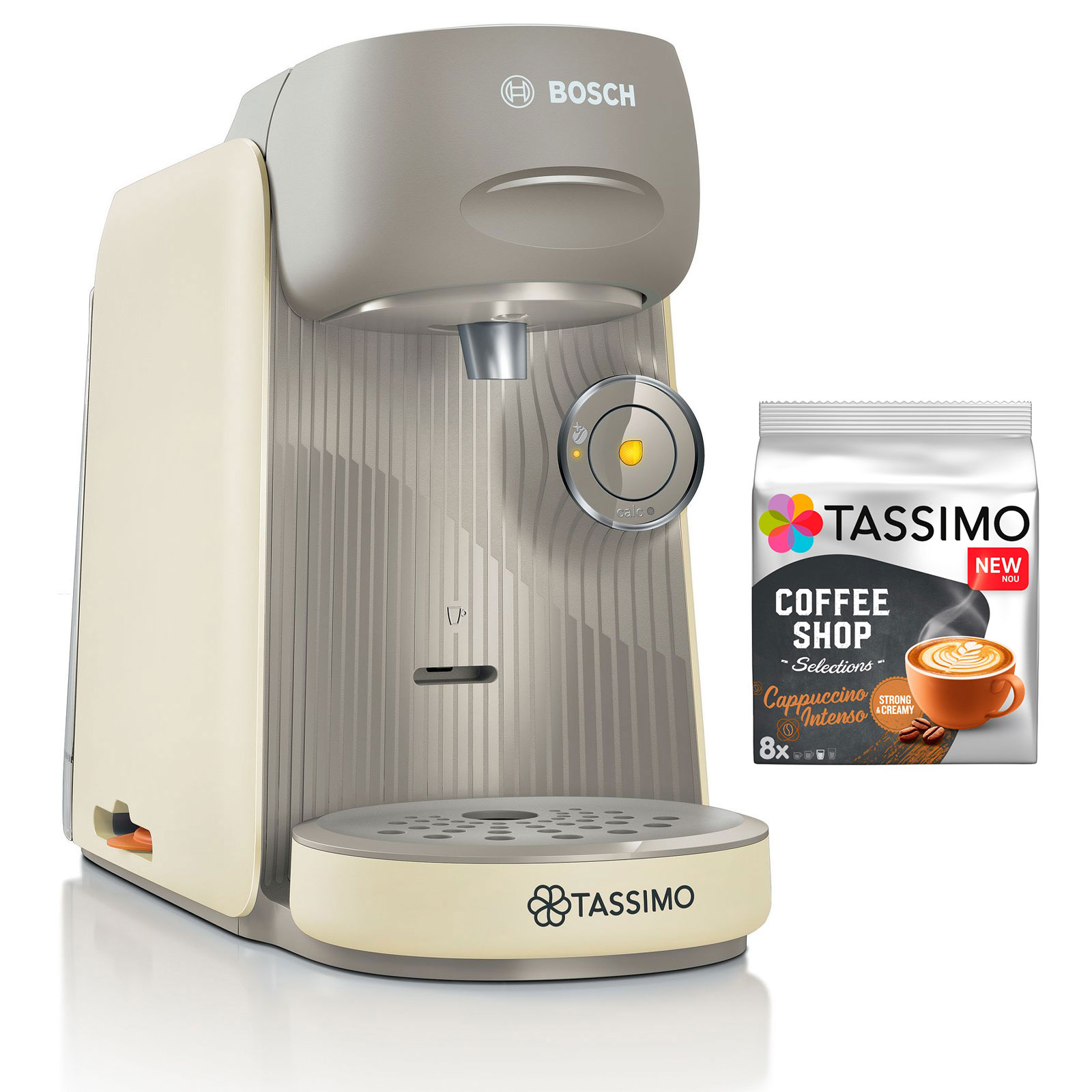 Bosch TAS16xx TASSIMO Multi-Getränke-Autom. FINESSE inkl. TASSIMO Kapseln Cappuccino Intenso