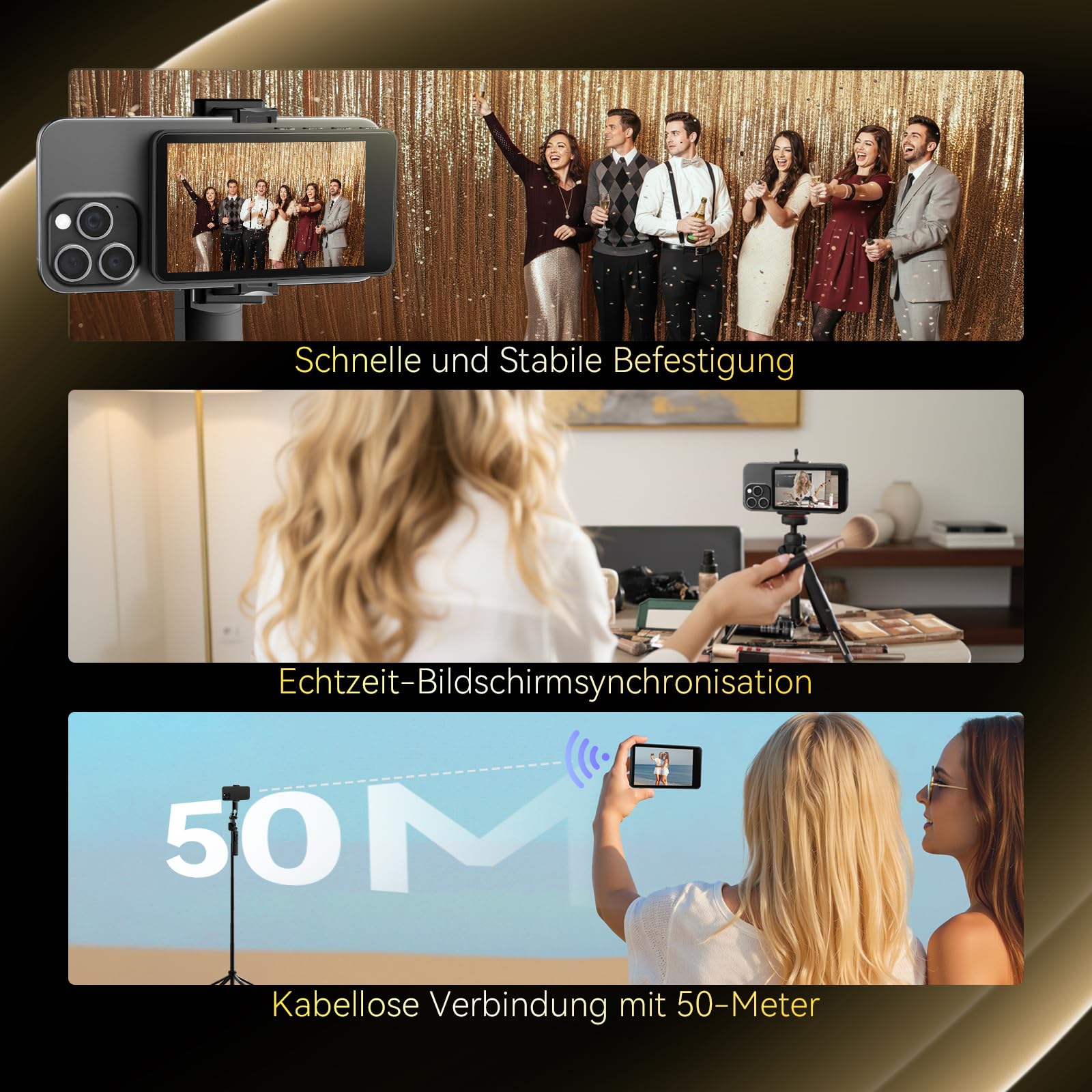Rollei Easy Creator Selfie Monitor 3,97" Smartphone Rückkamera Magnetisch