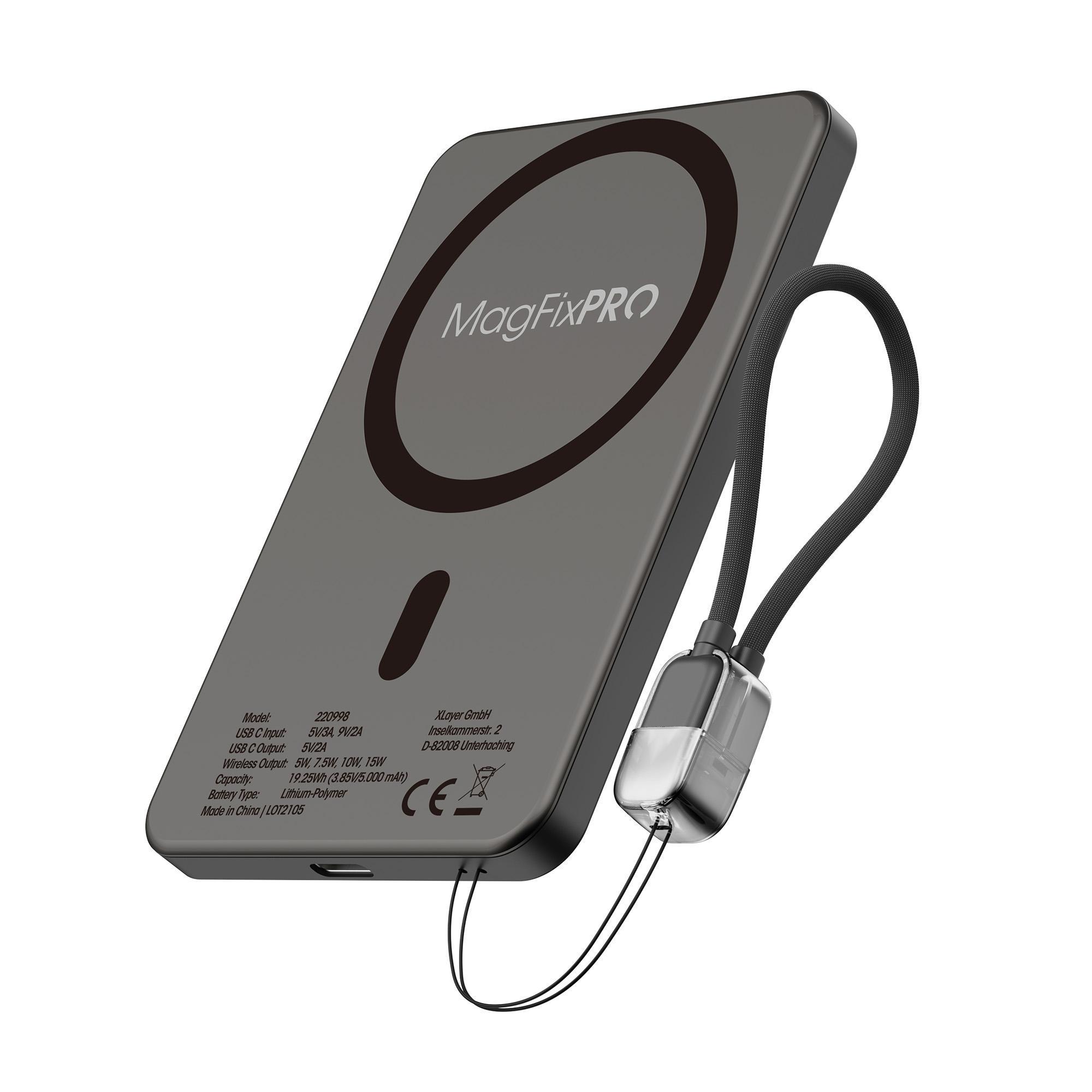 XLayer MagFix Pro Powerbank Ultra Slim 10.000 mAh schwarz