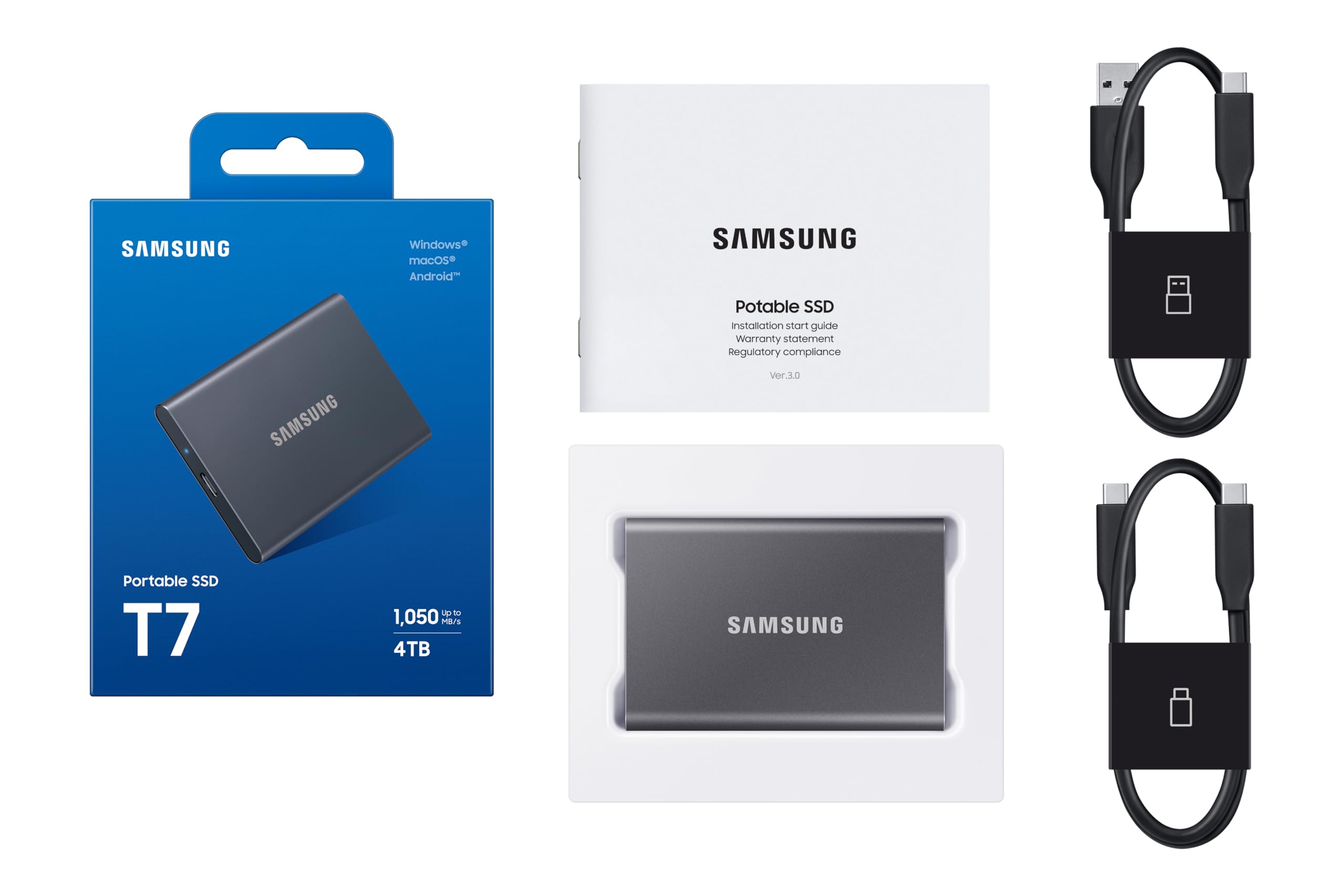 Samsung Portable SSD T7, SSD 4 TB, USB 3.2 Gen.2