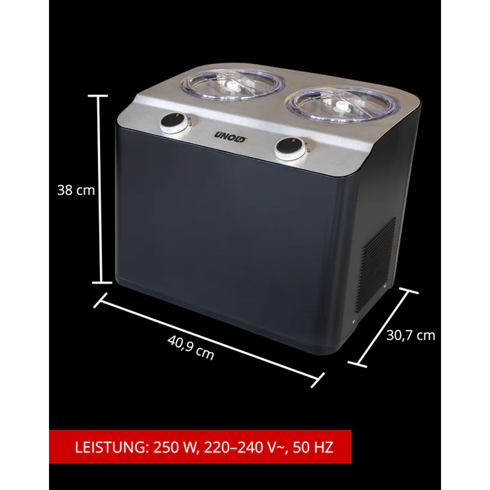 UNOLD Eismaschine 48835 Doppio Nero Doppel-Eismaschine