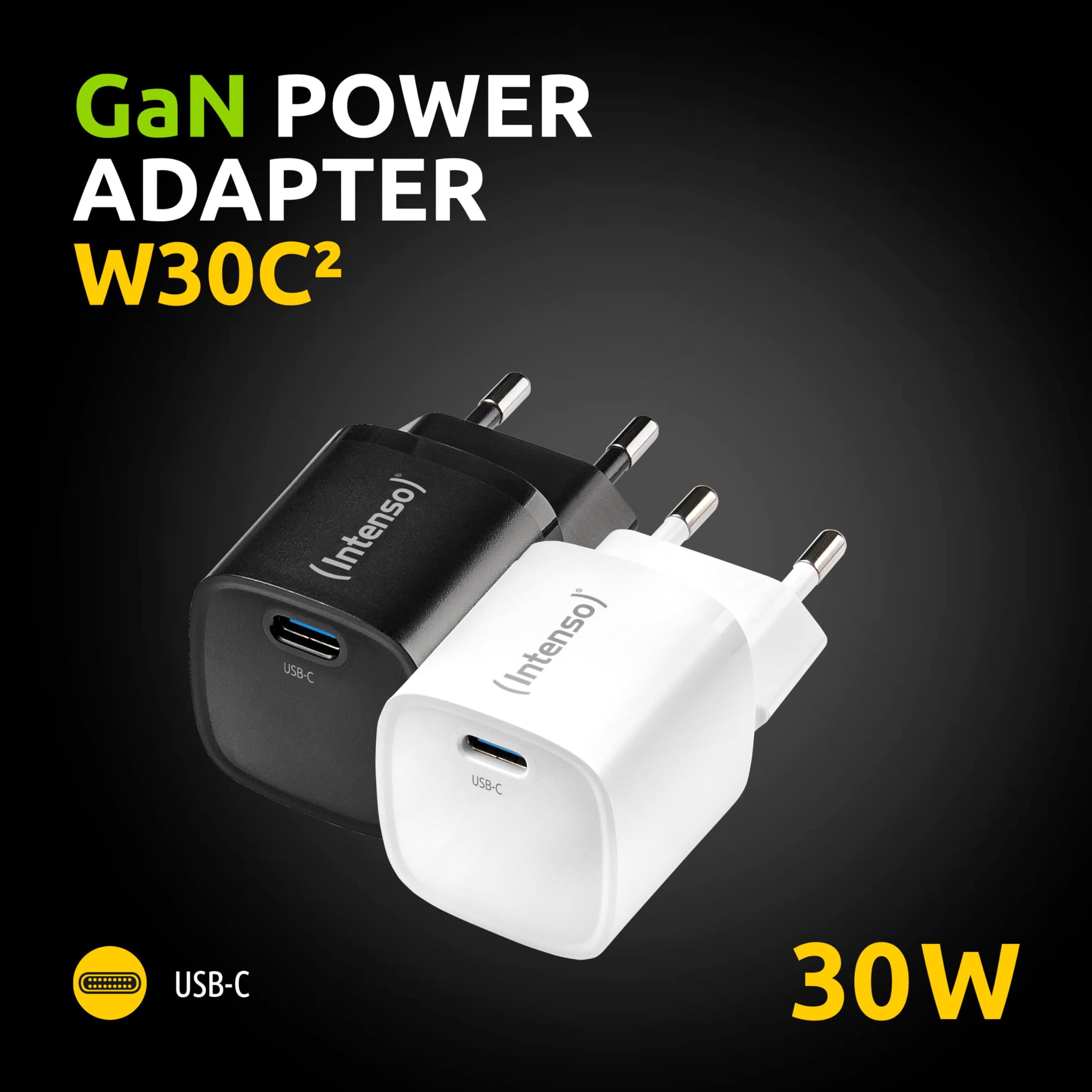 Intenso Power Adapter W30C² GaN 30W, Schwarz