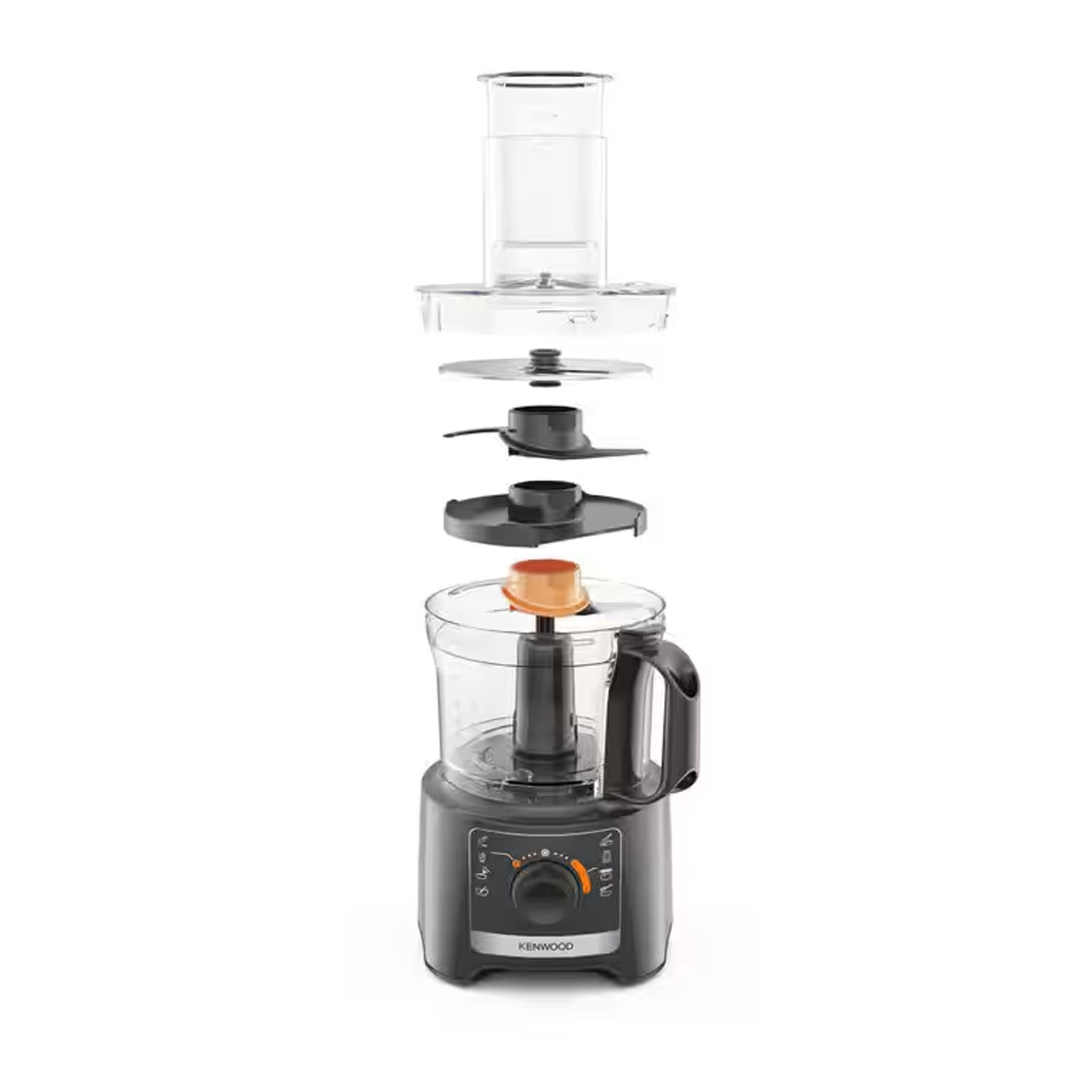 KENWOOD FDP31.360GY MultiPro Compact Küchenmaschine (800 Watt, 2 Geschwindigkeitsstufen, Impulsfunktion, 2,1 Liter Kompakte-Küchenmaschine, 1,2 Liter Standmixer, Teighaken, Messereinsatz, 2mm und 4mm Schneid-/Raspelscheibe, Zitruspresse, Em
