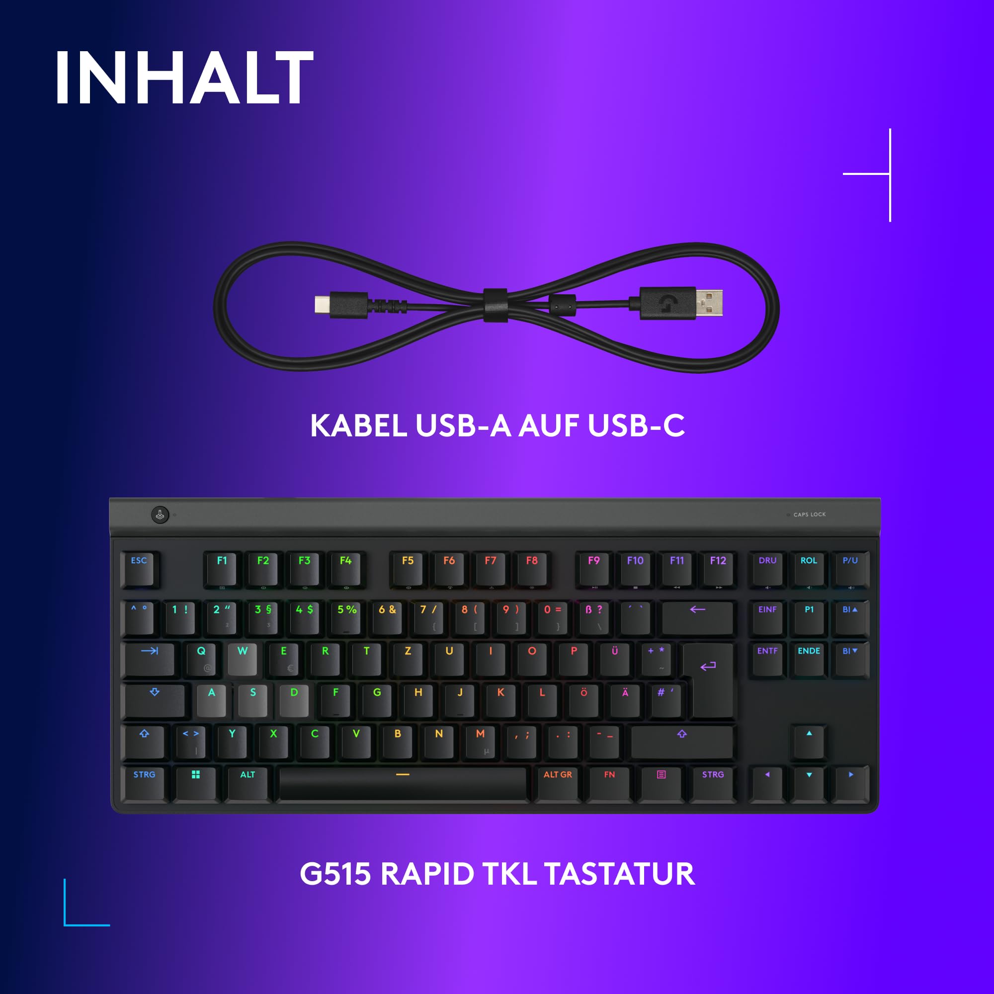Logitech G G515 Rapid TKL Flache kabelgebundene Gaming-Tastatur