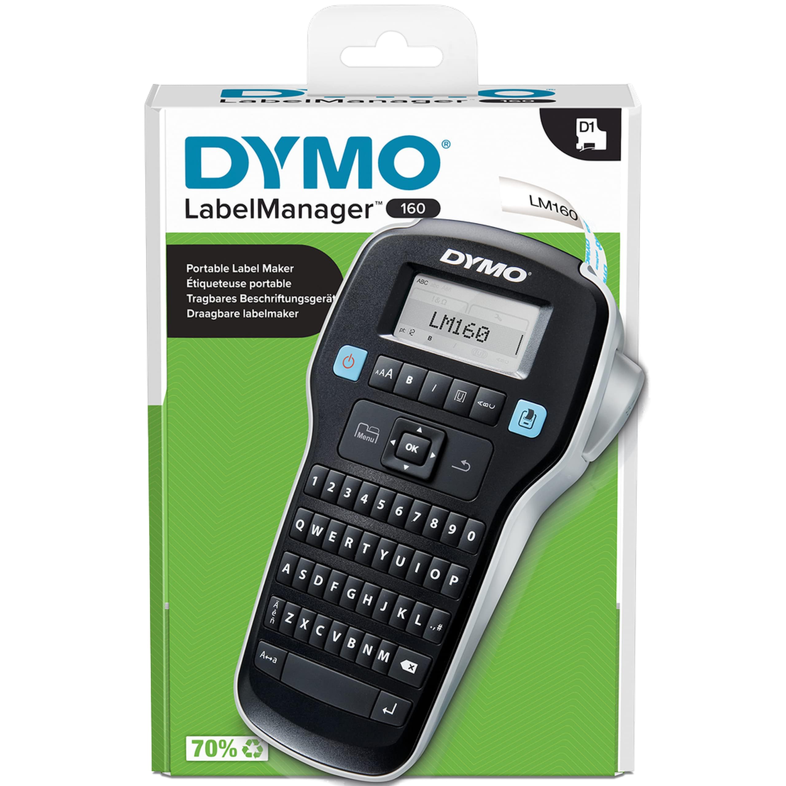Dymo LabelManager 160 6/9/12 mm D1-Bänder QWY UK/HK/ANZ Beschriftungsgerät