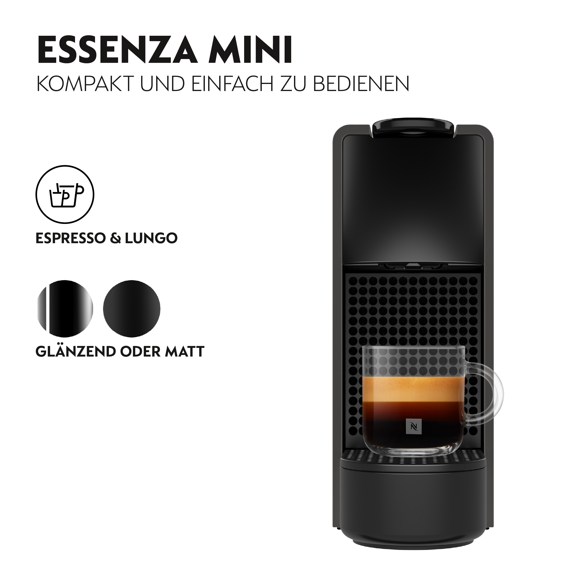 Krups Essenza Mini Nespresso Kaffeekapselmaschine XN110NF0 - Matte Black