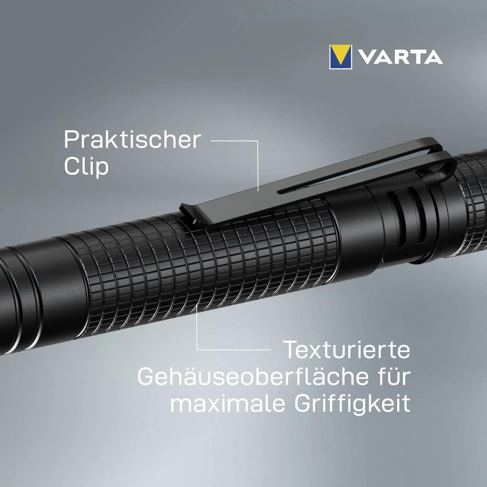 VARTA Taschenlampe Aluminium Light F10 Pro (stoßfest (1 m), LED, 2 x Longlife Power AAA)