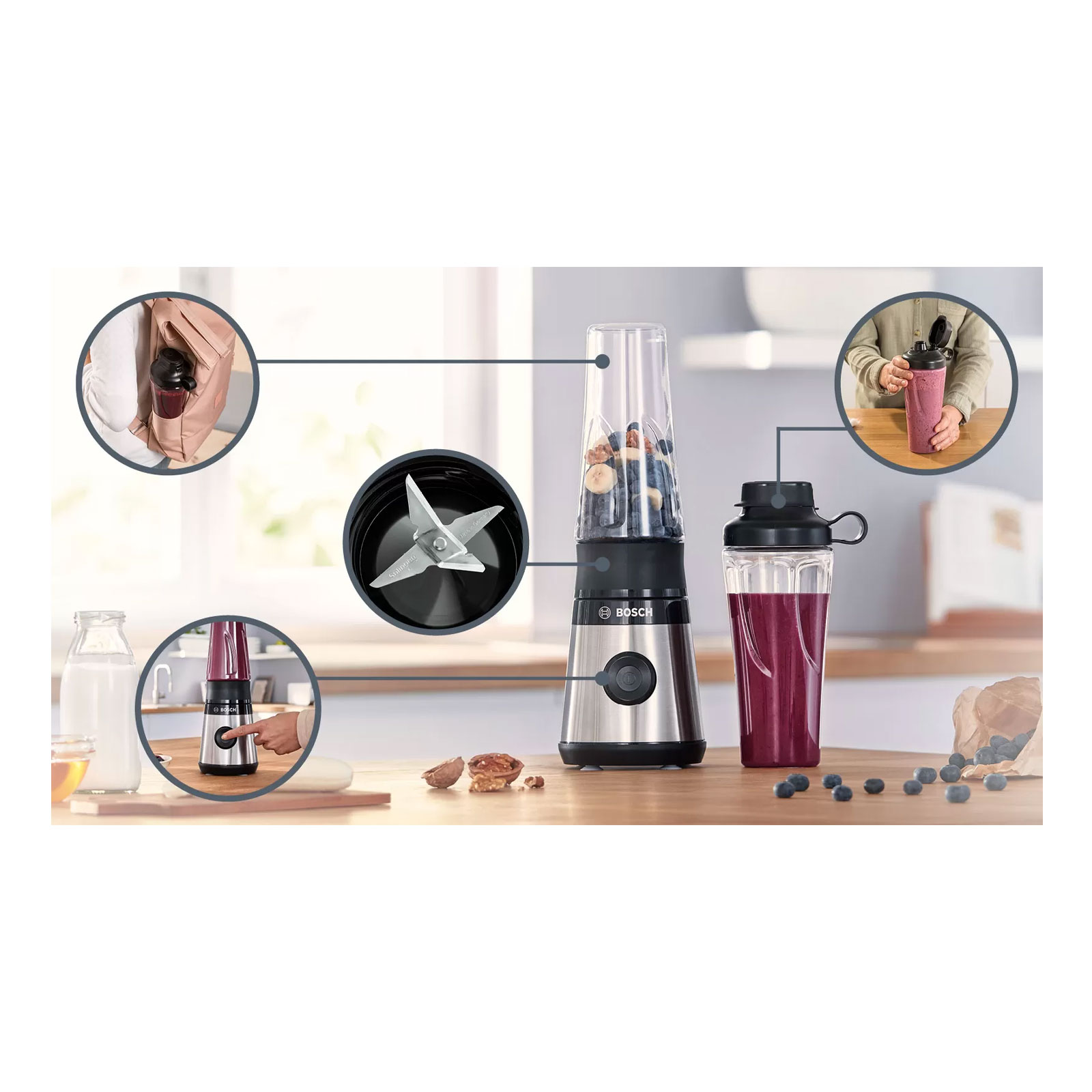 Bosch Standmixer, VitaPower Serie | 2, 450 W, Edelstahl MMB2111M