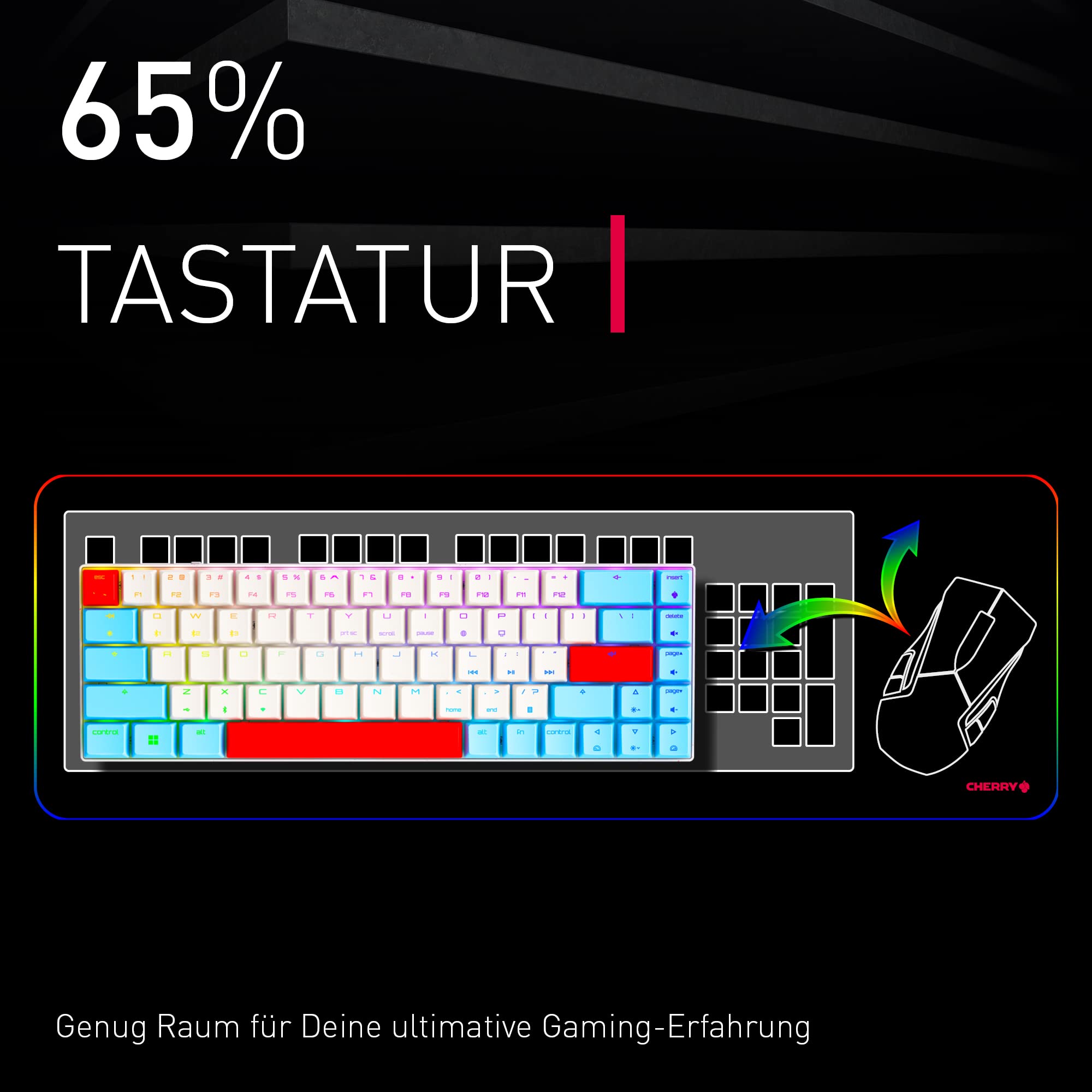 CHERRY MX-LP 2.1 Compact Wireless, Kabellose Gaming-Tastatur mit 69 Tasten