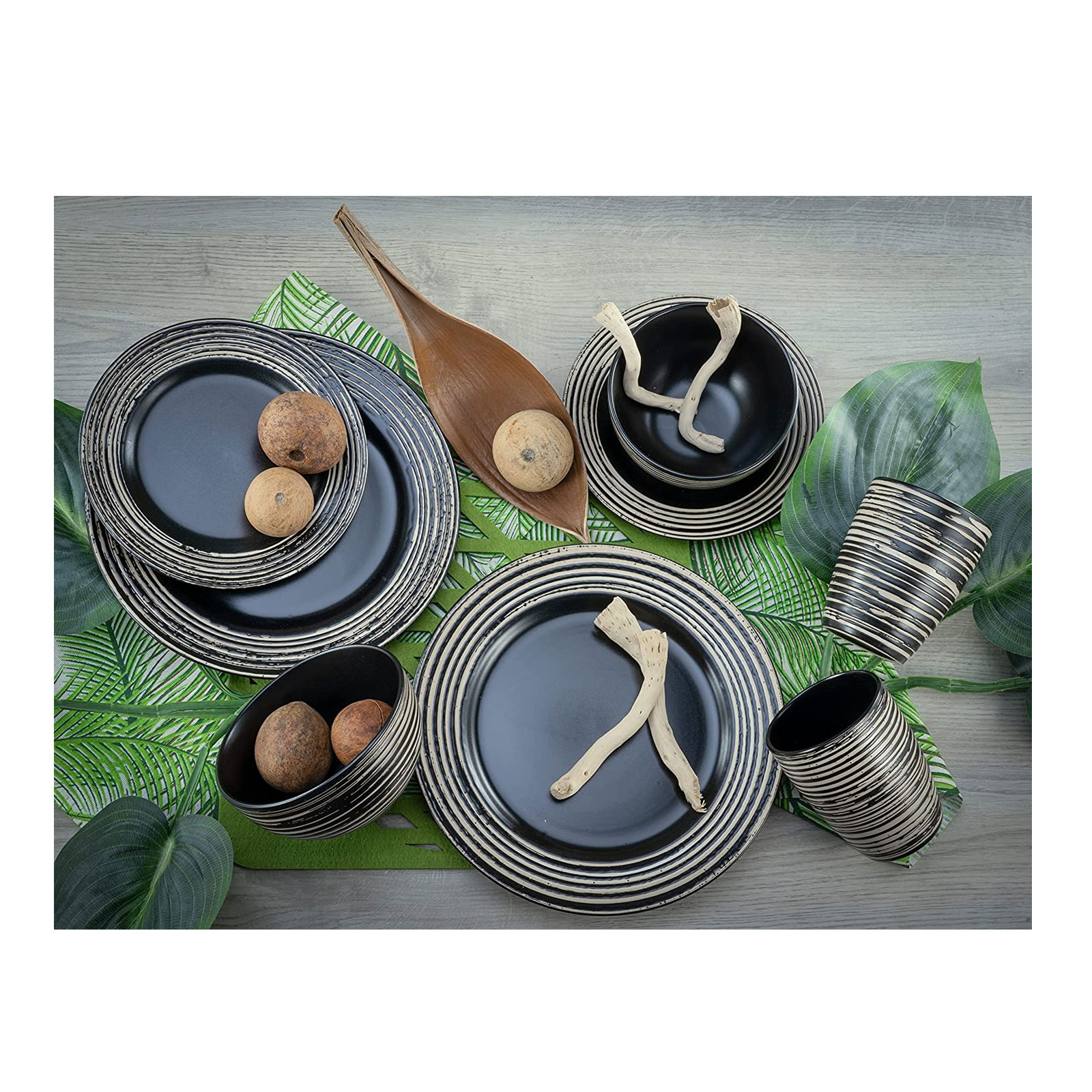 Creatable 23612, Serie La Gomera negra , Geschirrset, Kombiservice 16 teilig