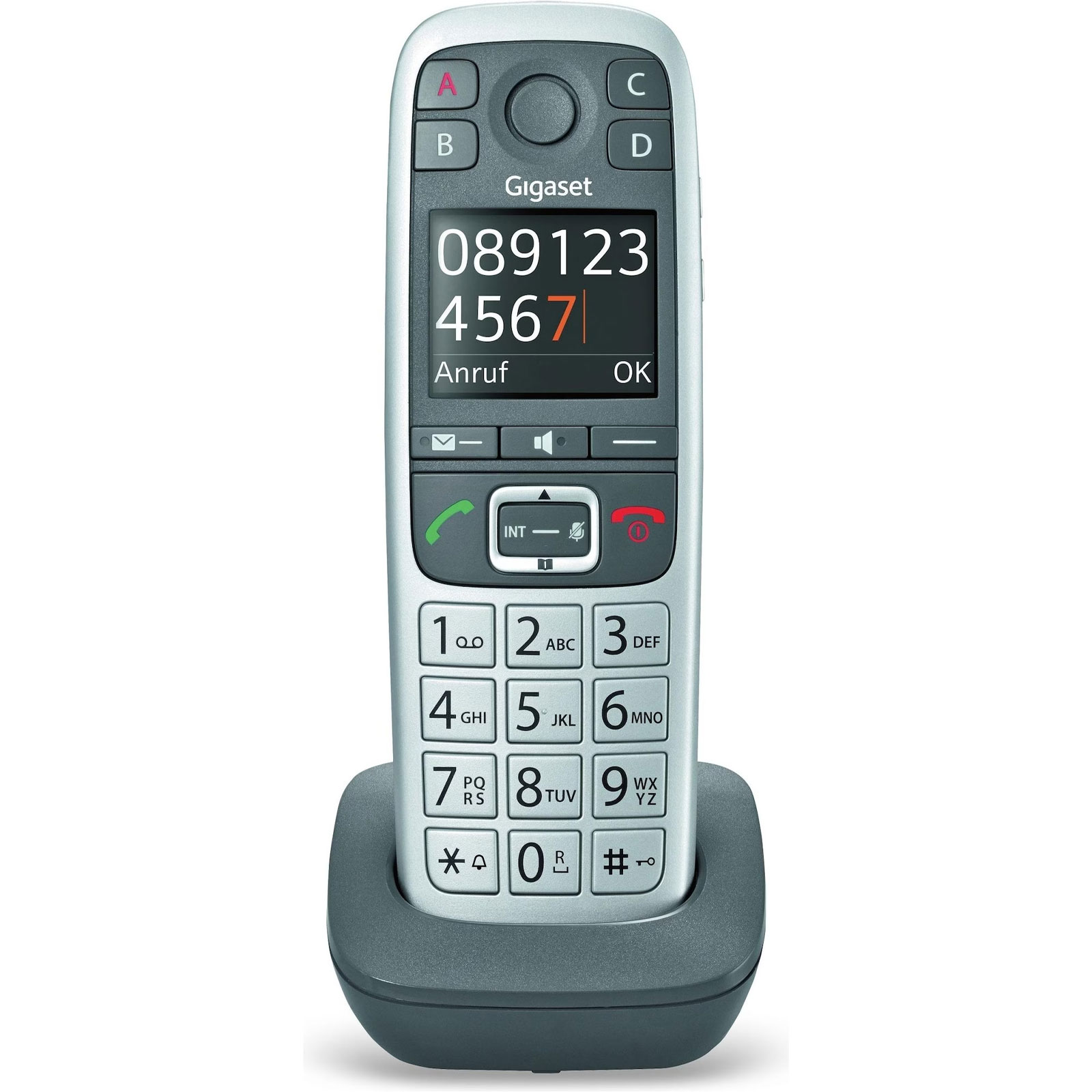 Gigaset E 560 HX platin Premium-Großtastentelefon  (DECT) - große Ziffernanzeige