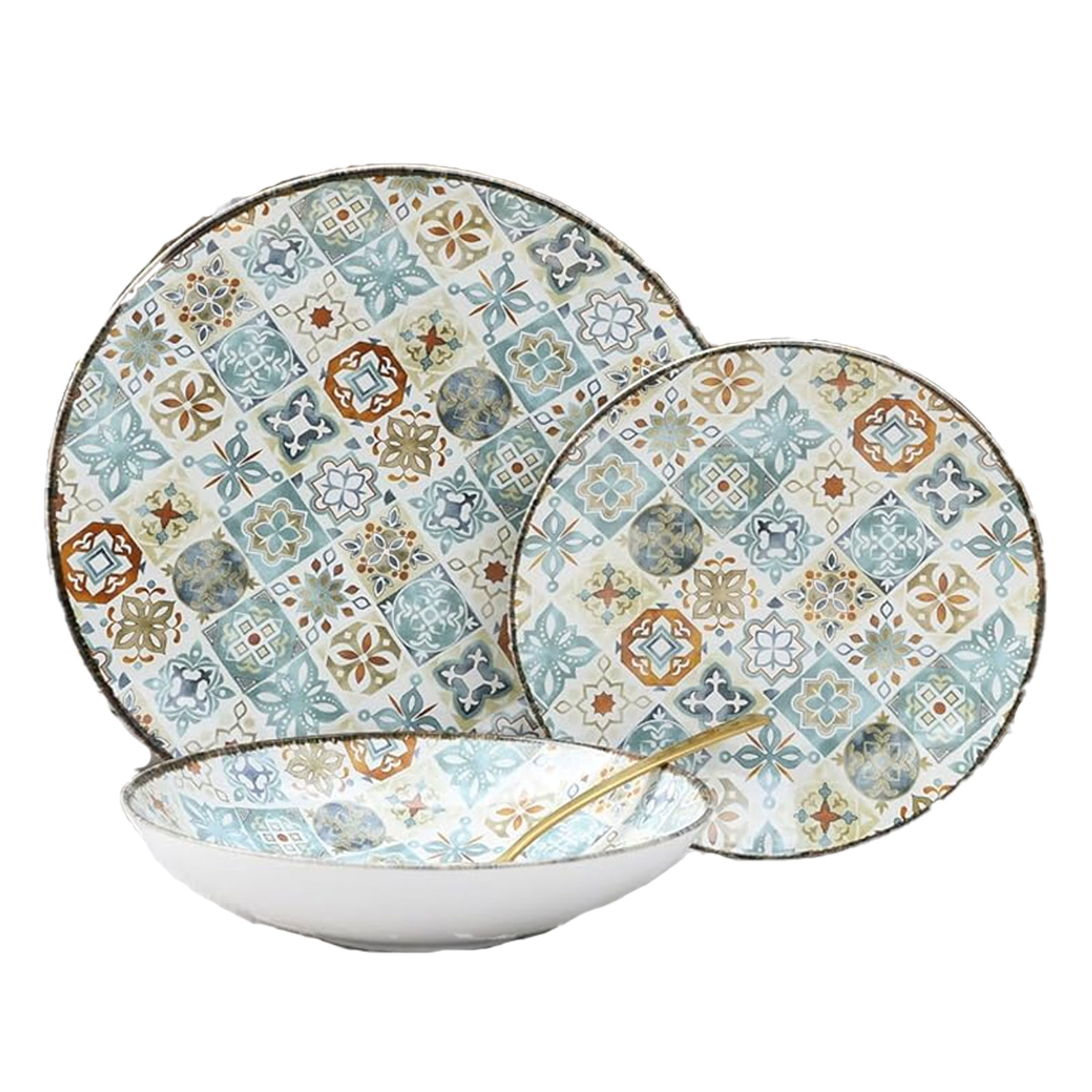 CreaTable, 24157, Serie Mosaik, 12-teiliges Geschirrset für 4 Personen
