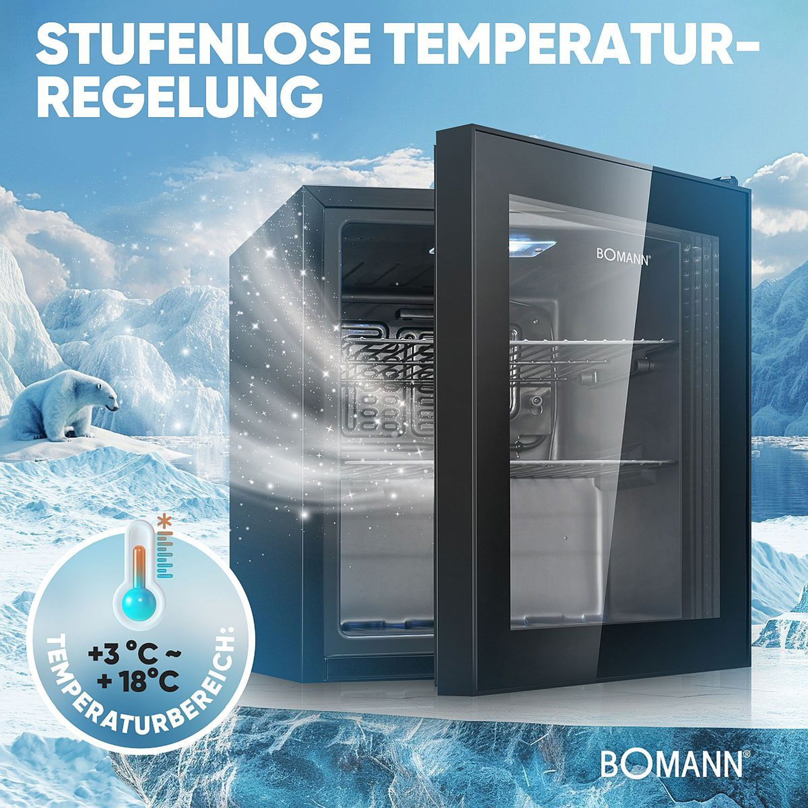 Bomann KSG 7291 Glastür-Kühlschrank