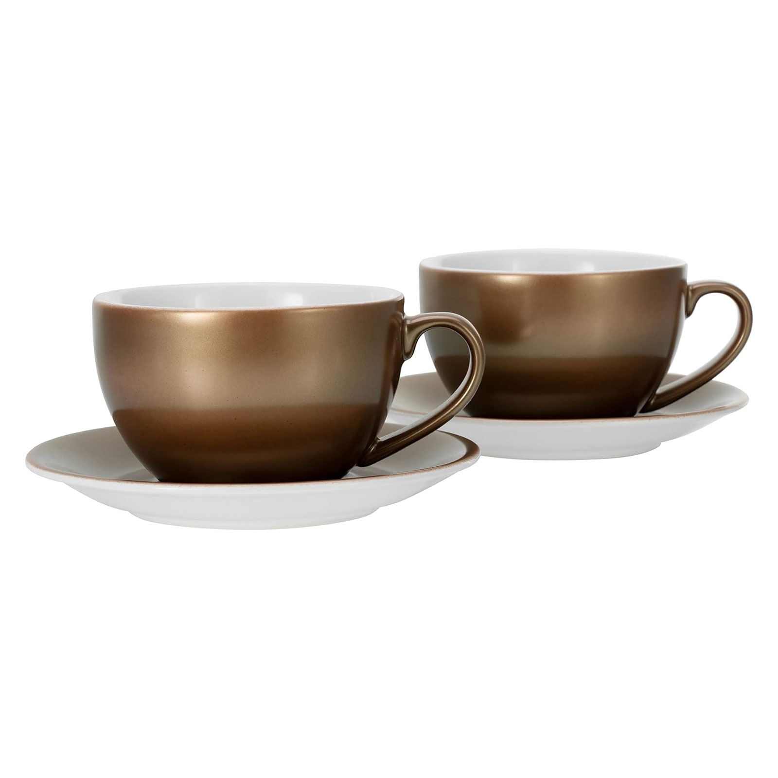 CreaTable, 25846, Serie GOLDEN DAYS weiss Bistrotassen, Cappuccino Set 2 teilig