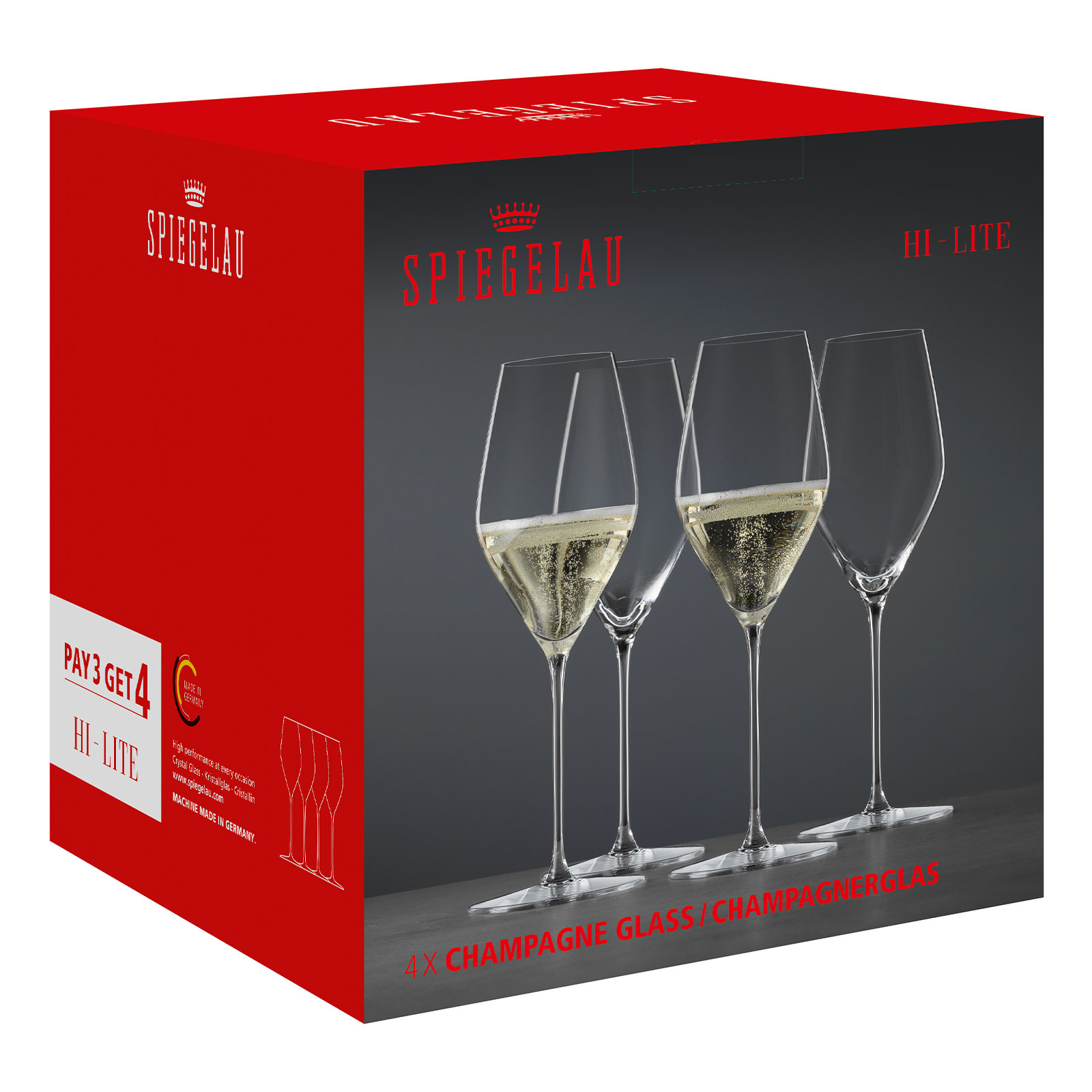 Spiegelau 1750479 Champagnerglas Set/4 175/29 HI-LITE 347 ml Sektglas