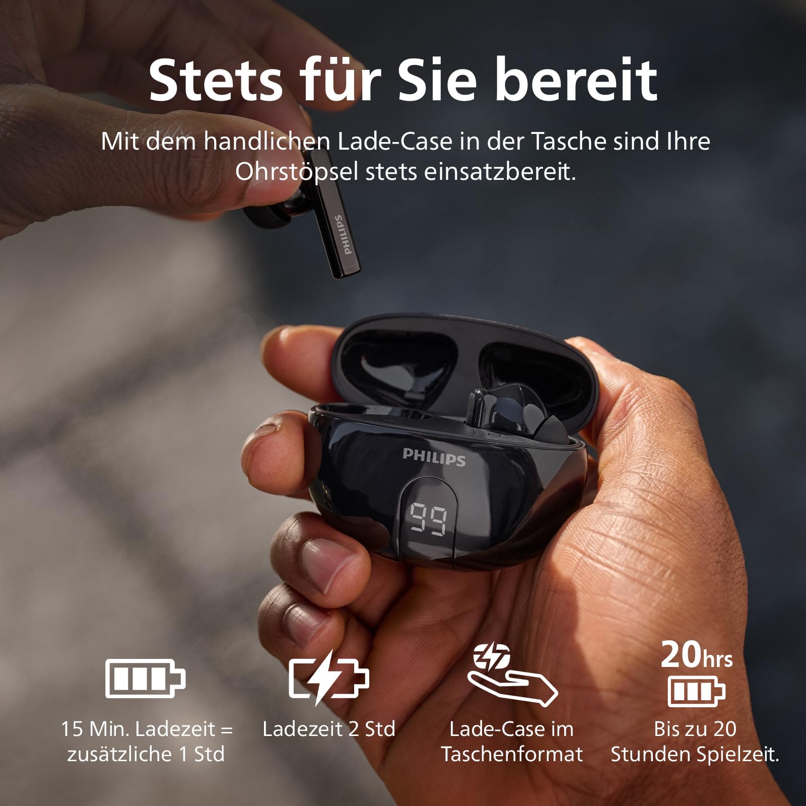 Philips TAT2520 True Wireless Bluetooth-In-Ohr-Hörer mit Geräuschunterdrückung