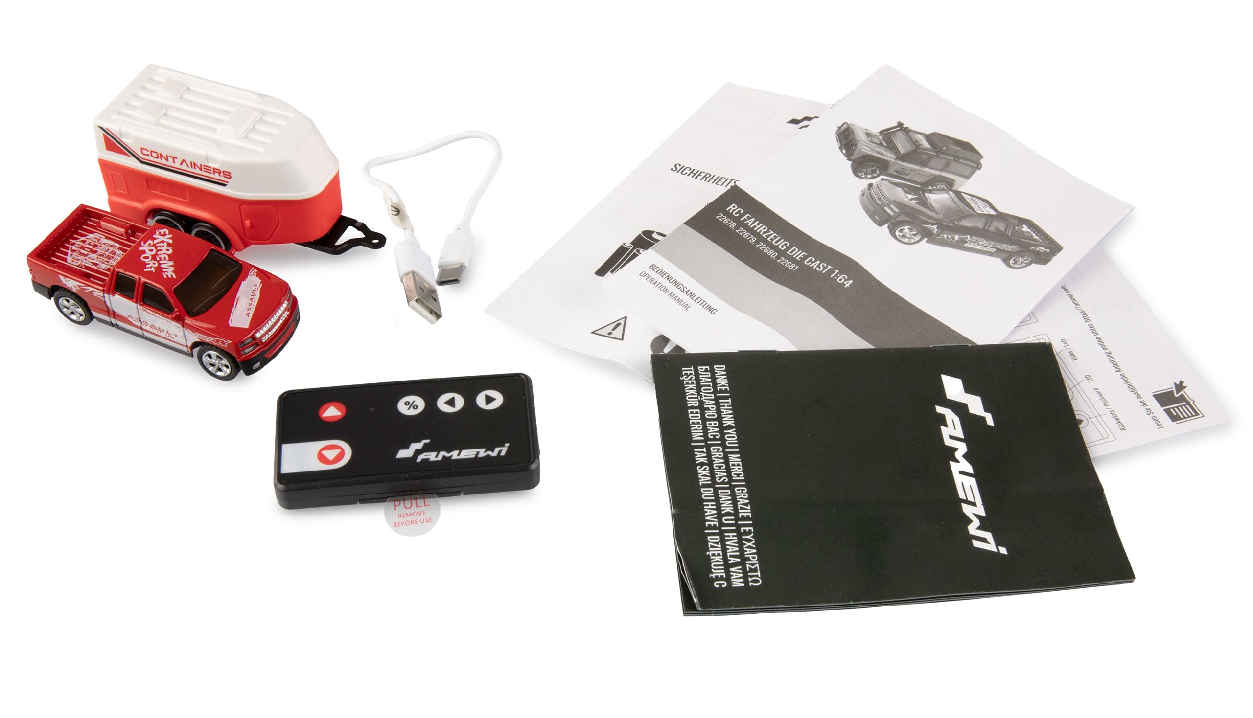 Amewi RC Pickup Die Cast ferngesteuert mit Pferdeanhänger 1:64 RTR