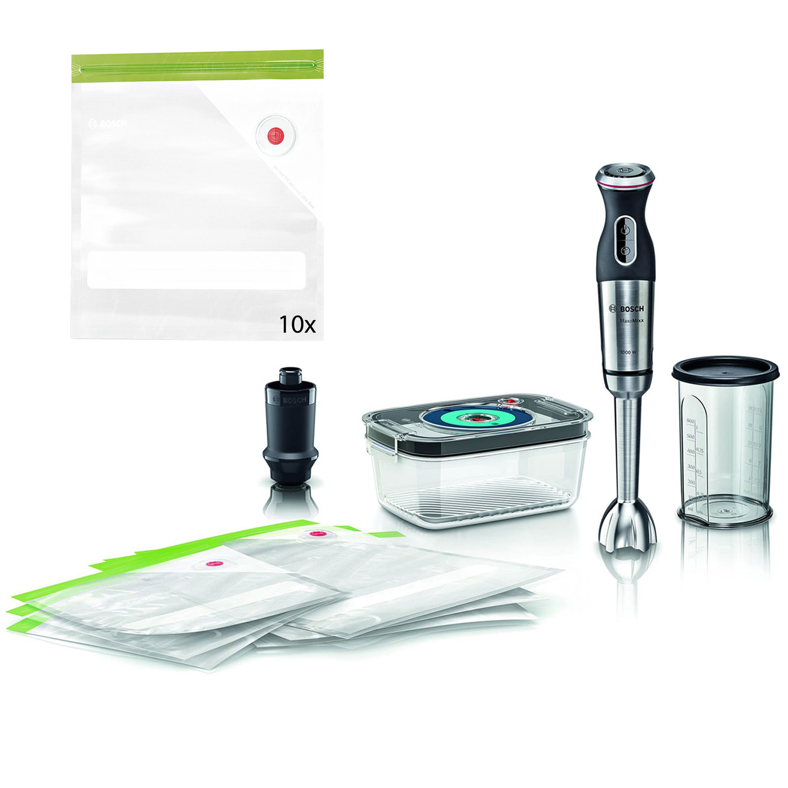 BOSCH MaxoMixx MS8CM61V1 Stabmixer-Set + Vakuumier-Beutel MSZV0FB1