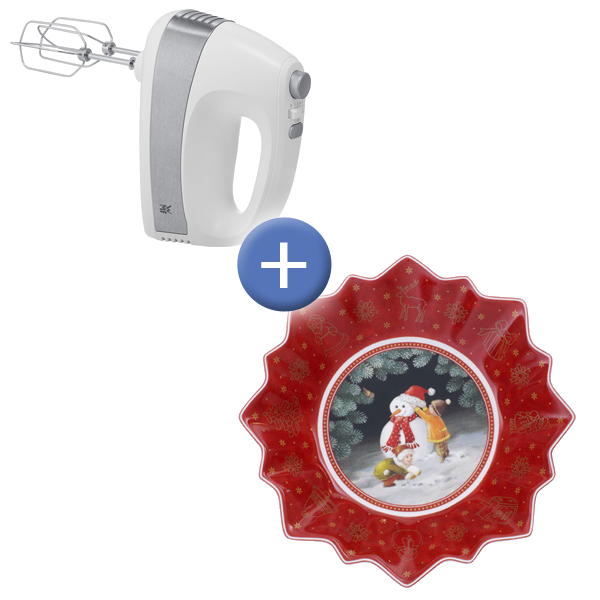 WMF KULT S Handmixer weiß + Villeroy & Boch Servierschale  Weihnachtsmotiv 