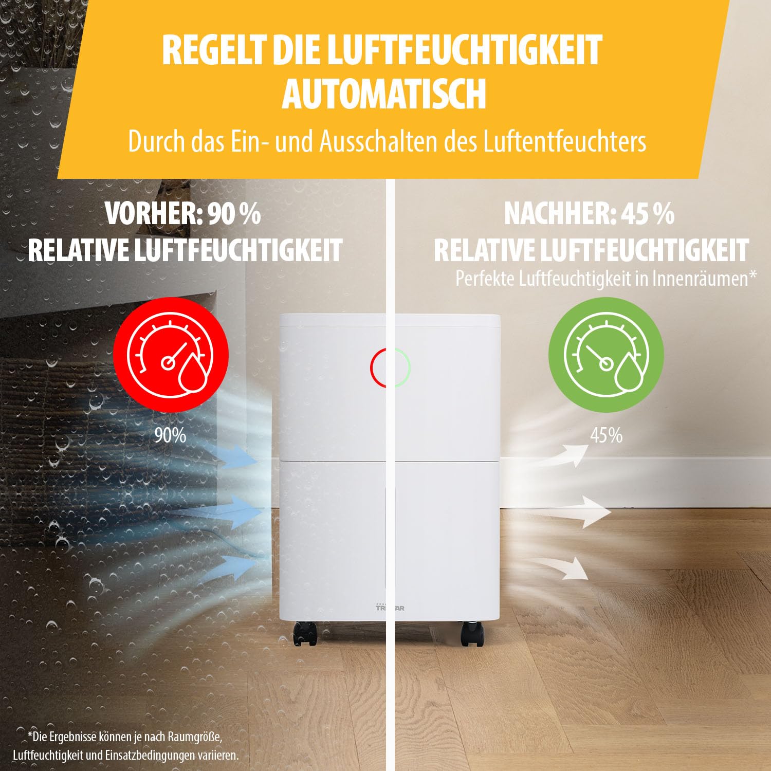 Tristar Luftentfeuchter - 6L pro Tag - Abnehmbarer 1,7L Wassertank