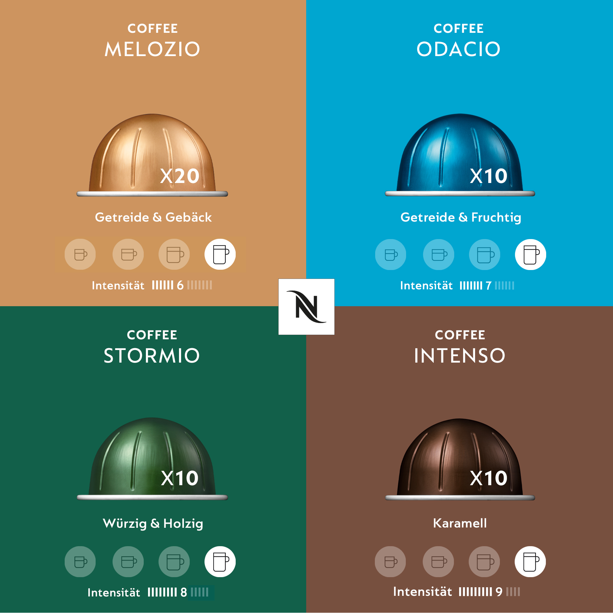 NESPRESSO VERTUO, Auswahl an Signature Kaffees (230ml), mittlere bis dunklere Röstungen, 50 Kaffeekapseln