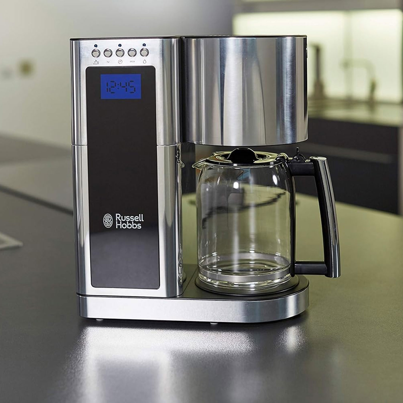 Russell Hobbs 23370-56 Elegance Glas-Kaffeemaschine Edelstahl / schwarz
