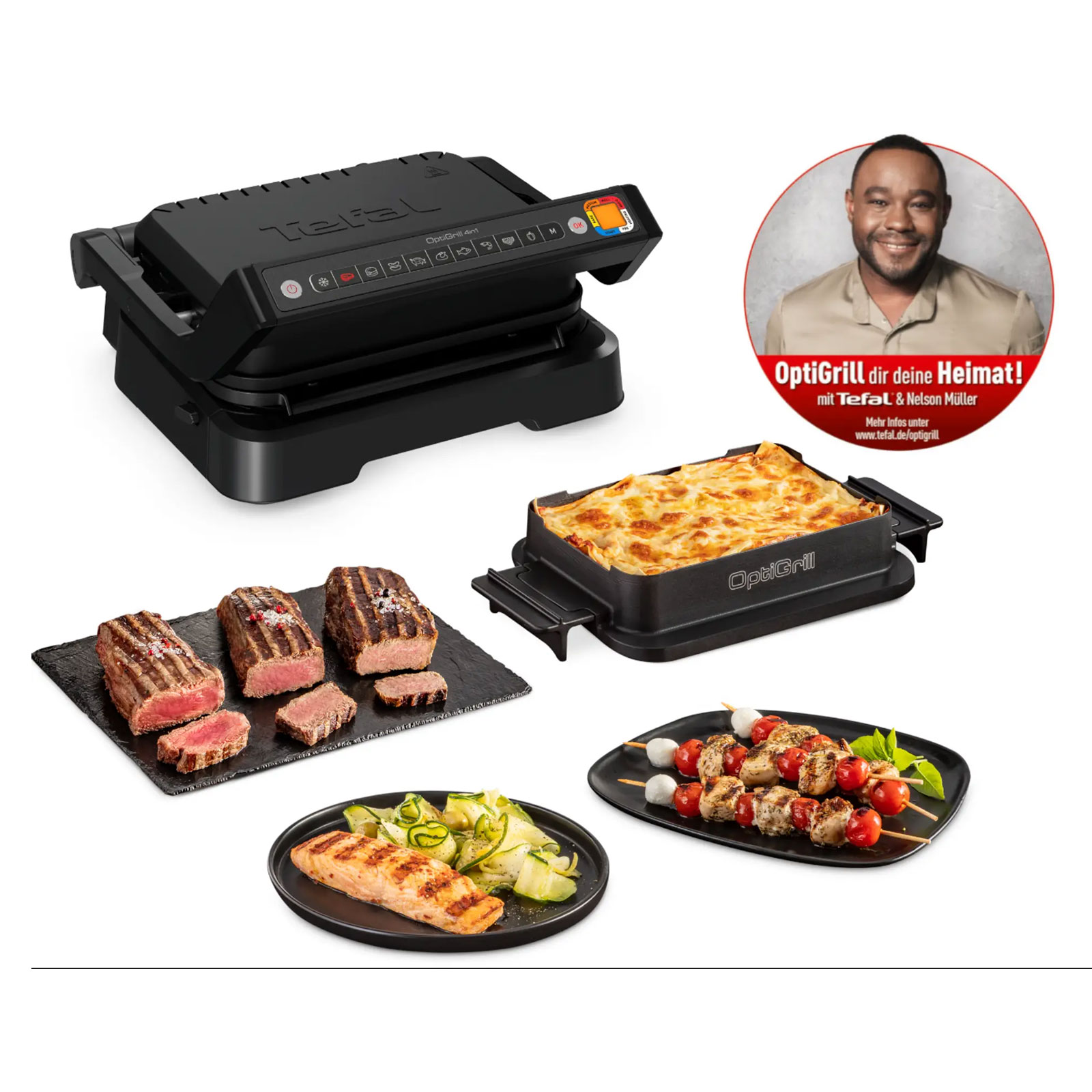 TEFAL GC7748 Kontaktgrill OptiGrill 4in1 inklusive Tipp-Kick Spiel