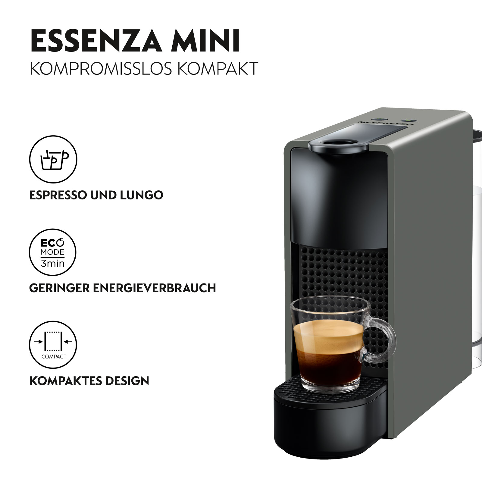Krups XN110B Essenza Mini Nespressomaschine Grau