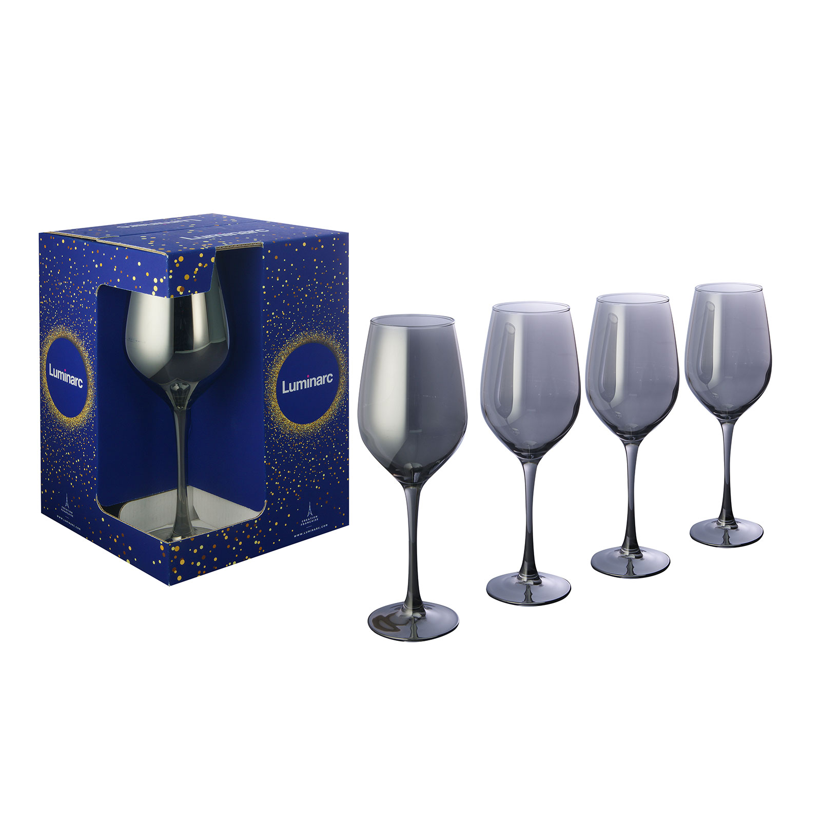 Creatable, 21348, Serie SHINY Graphit, Weinglas 4 teilig, Glas