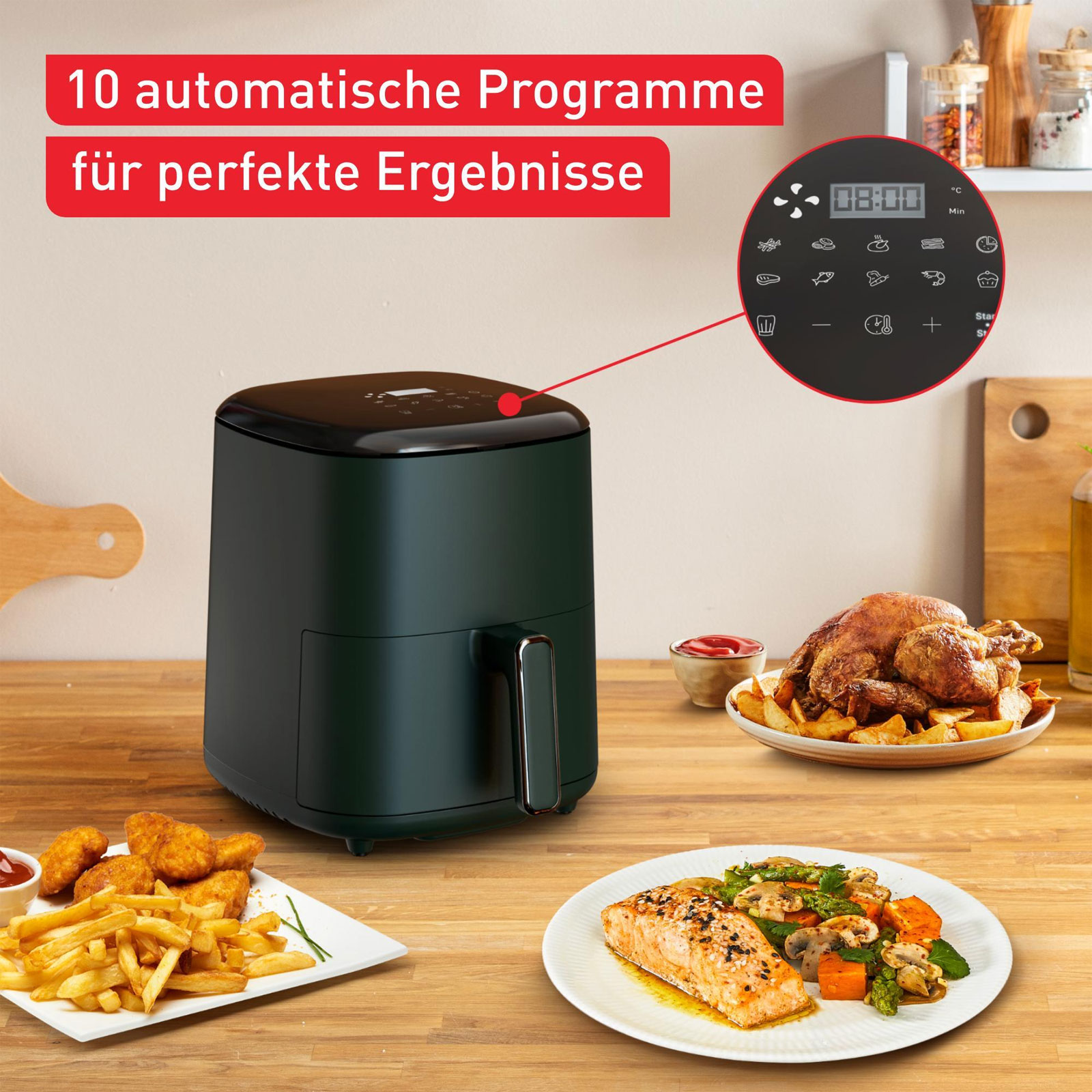 TEFAL EY2453 Easy Fry Max 5L Digital Heißluftfritteuse (5 l Fassungsvermögen, 1.500 W Leistung, 10 automatische Garprogramme, Display)