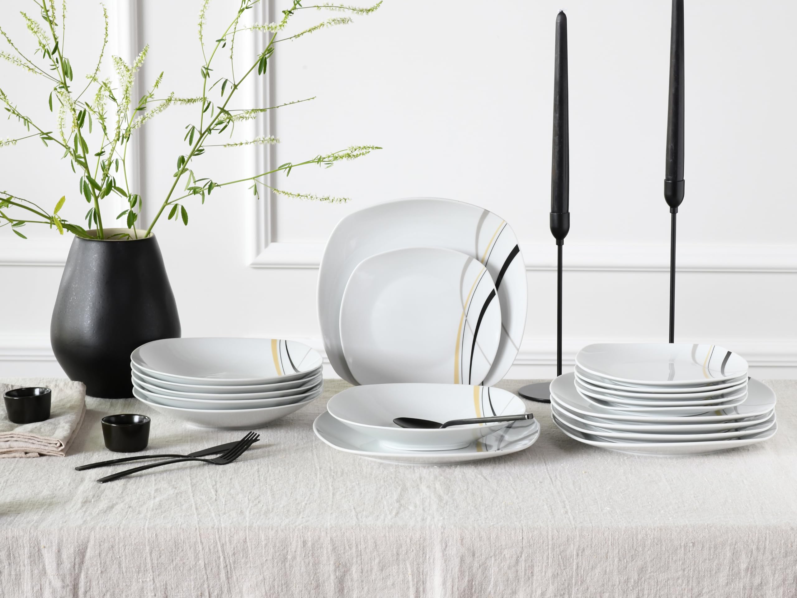 CreaTable 24031 Teller Set Serie Square City Line 18-tlg. 6 Personen