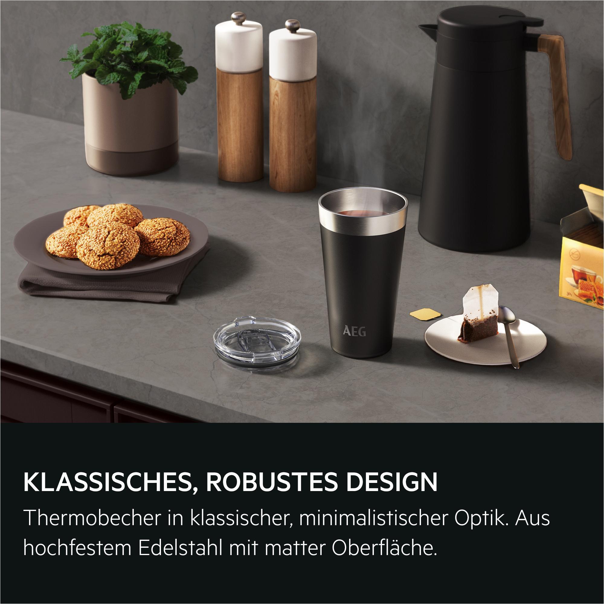 AEG ATHC02 Thermobecher, 0,56 l Fassungsvermögen, Schwarz, Edelstahl