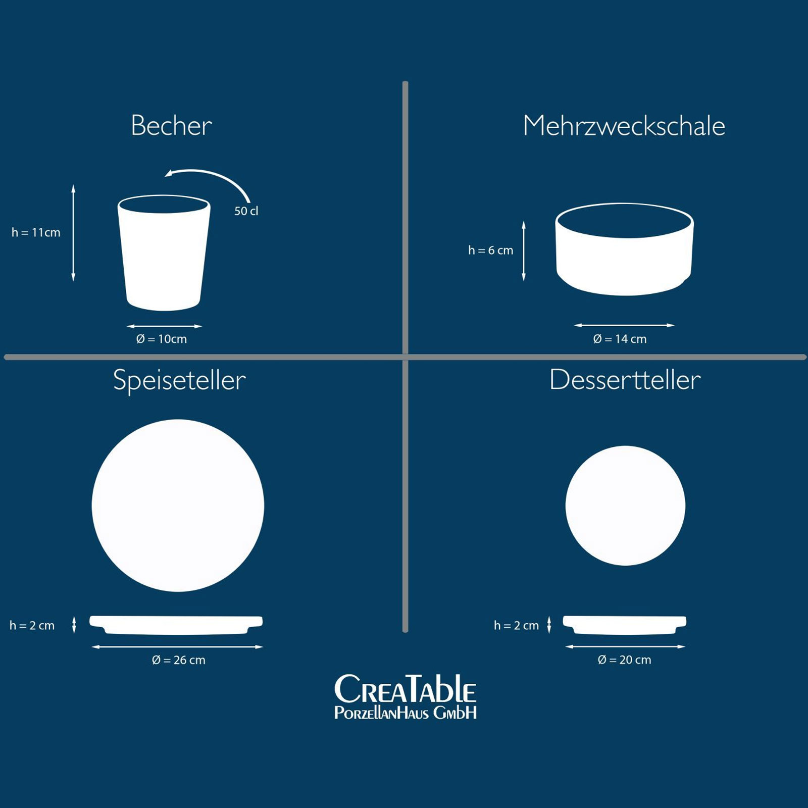 CreaTable Futuro 21533 Kombiservice Set, 8-teilig