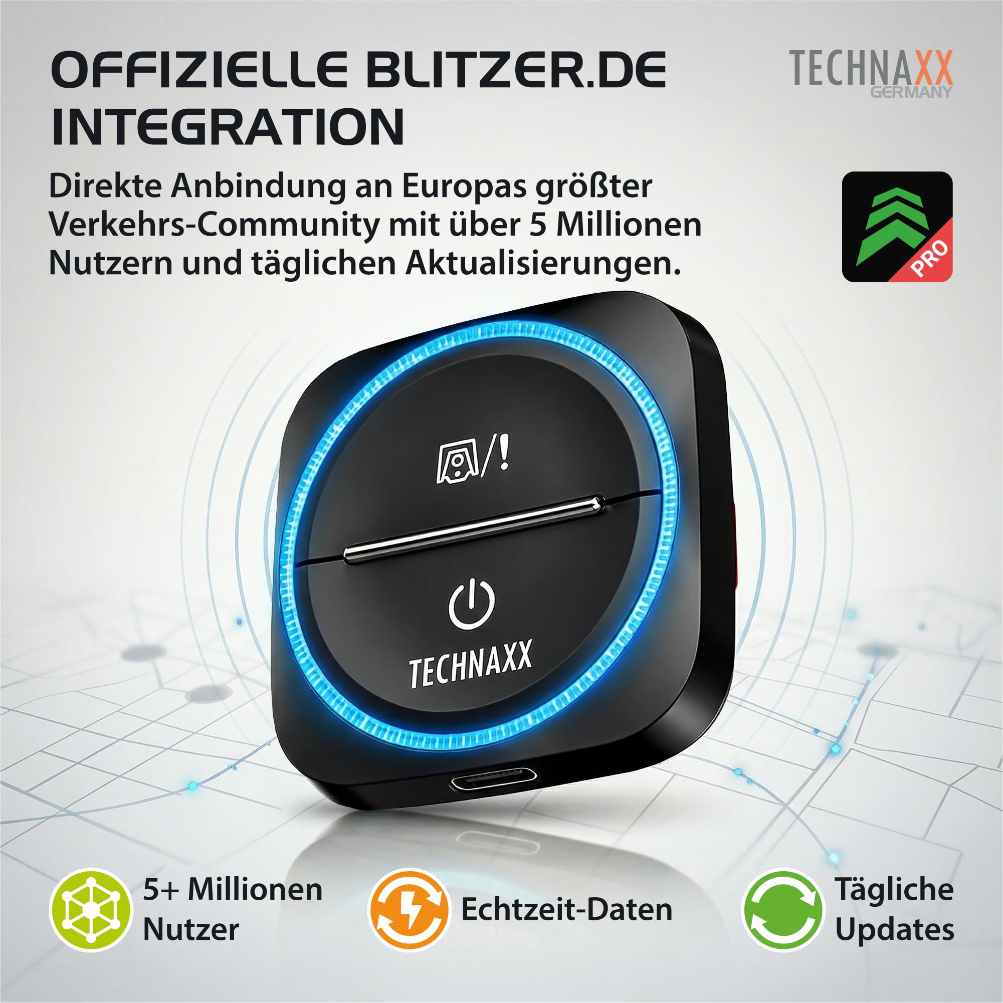 Technaxx Verkehrswarner mit Blitzer.de – Straßenverkehrswarner