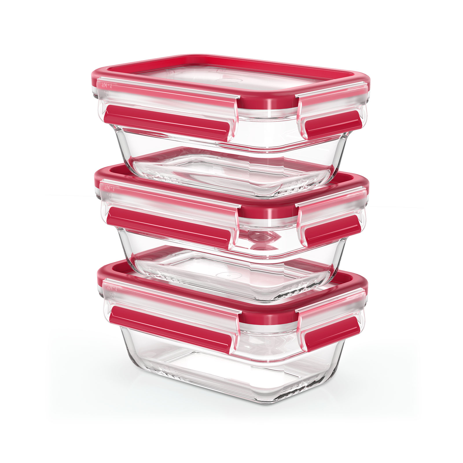 EMSA CLIP & CLOSE Glas Frischhaltedosen 3er Set, 3 x 0,45 L