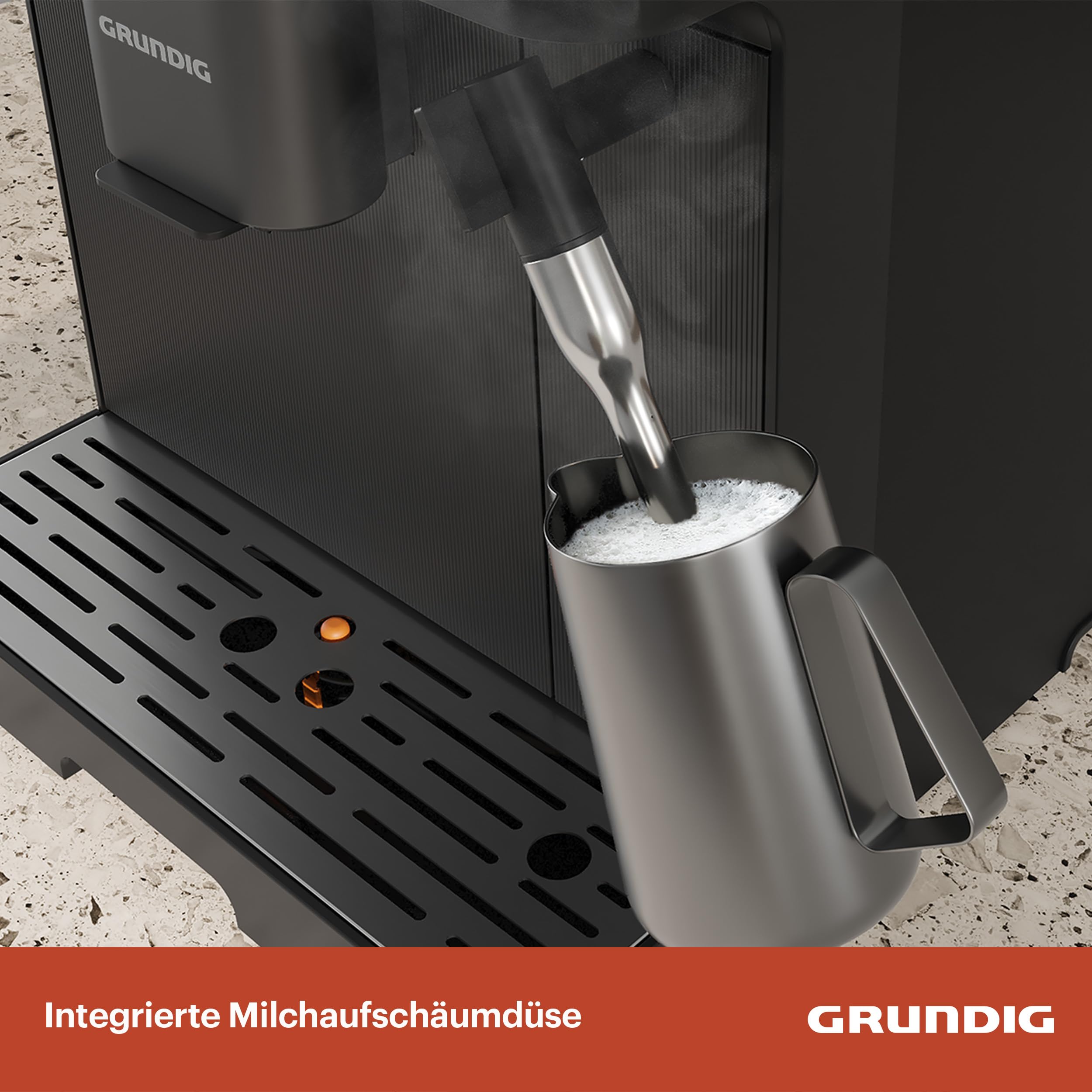 GRUNDIG KVA 6230 Kaffeevollautomat mit Milchaufschäumdüse, Edelstahlmahlwerk