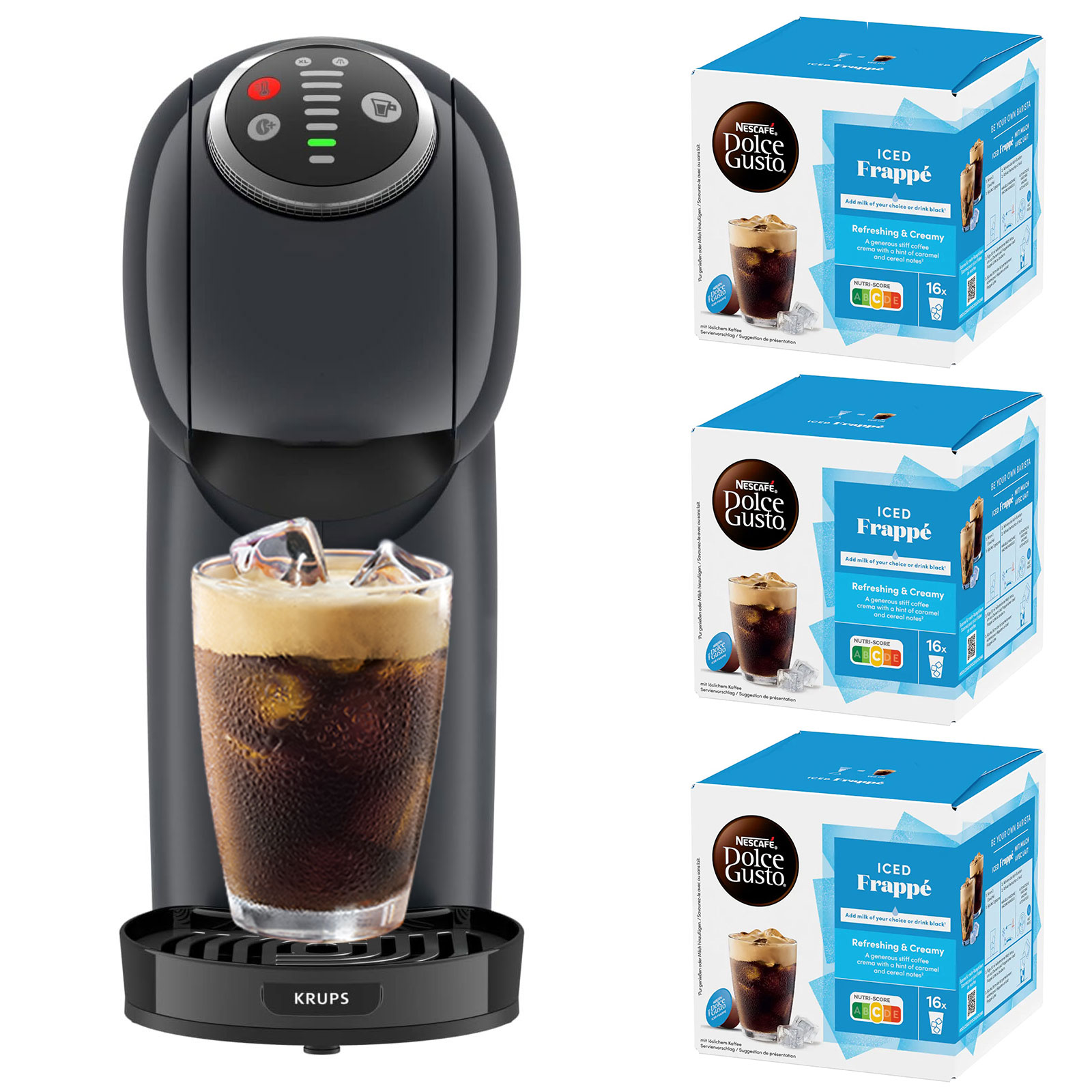 Krups KP340B.25 Grau Dolce Gusto Kapselmaschine inkl.3x Iced Frappe