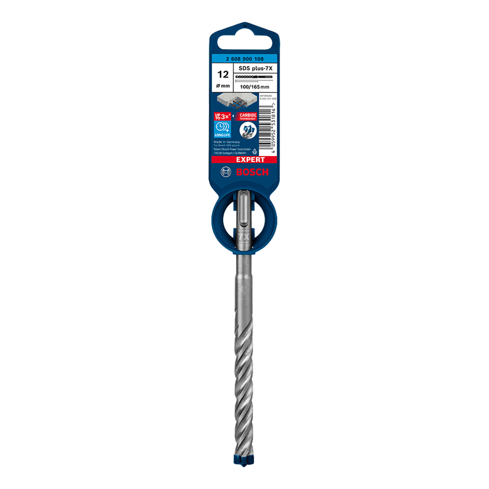 Bosch Professional Expert SDS plus-7X Hammerbohrer, 12 x 100 x 165 mm. Fuer Bohrhaemmer