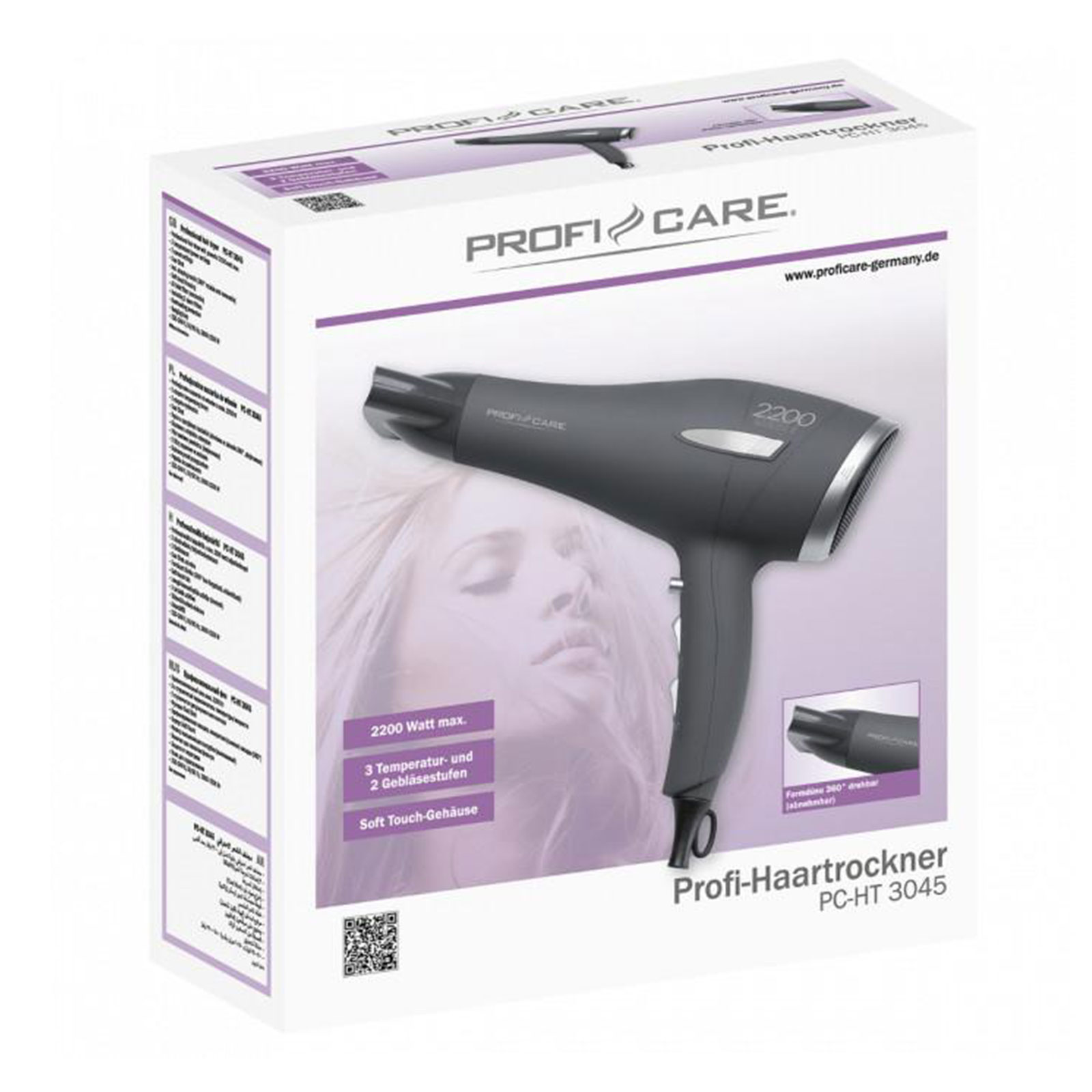 PROFI CARE Haartrockner PC-HT 3045 Anthrazit/Silber PROFI CARE Haartrockner PC-HT 3045 Anthrazit/Silber