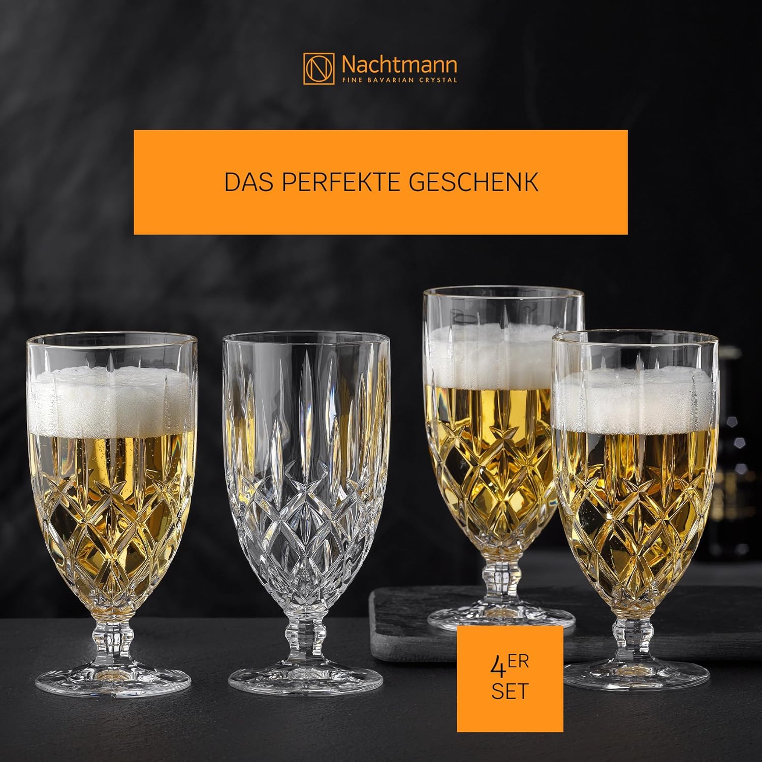 Nachtmann Noblesse Bierkelch, Bierglas, Eisteeglas, 4er-Set