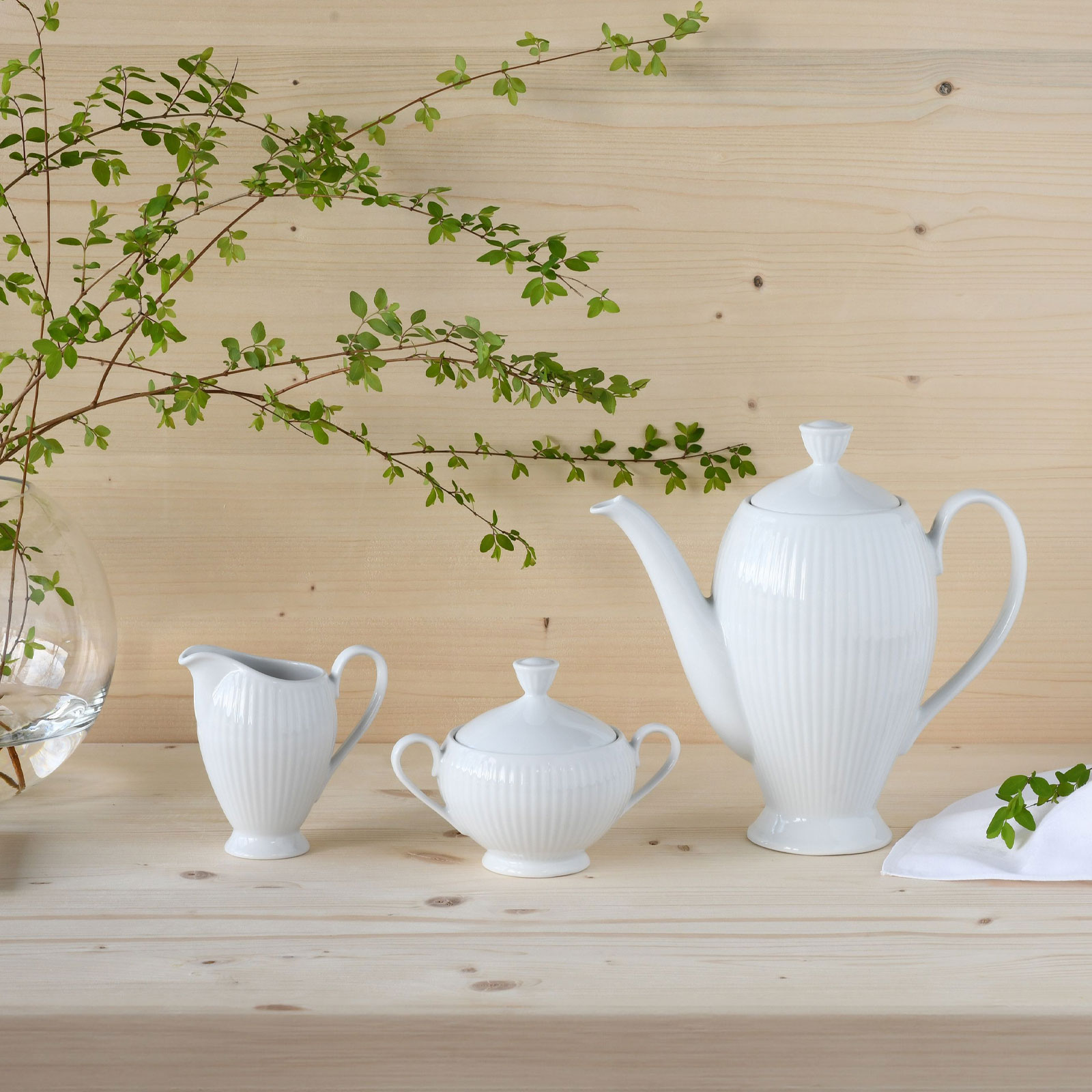 CreaTable, 21881, Serie Valencia, 3-teiliges Geschirrset, Kaffeegarnitur aus Porzellan