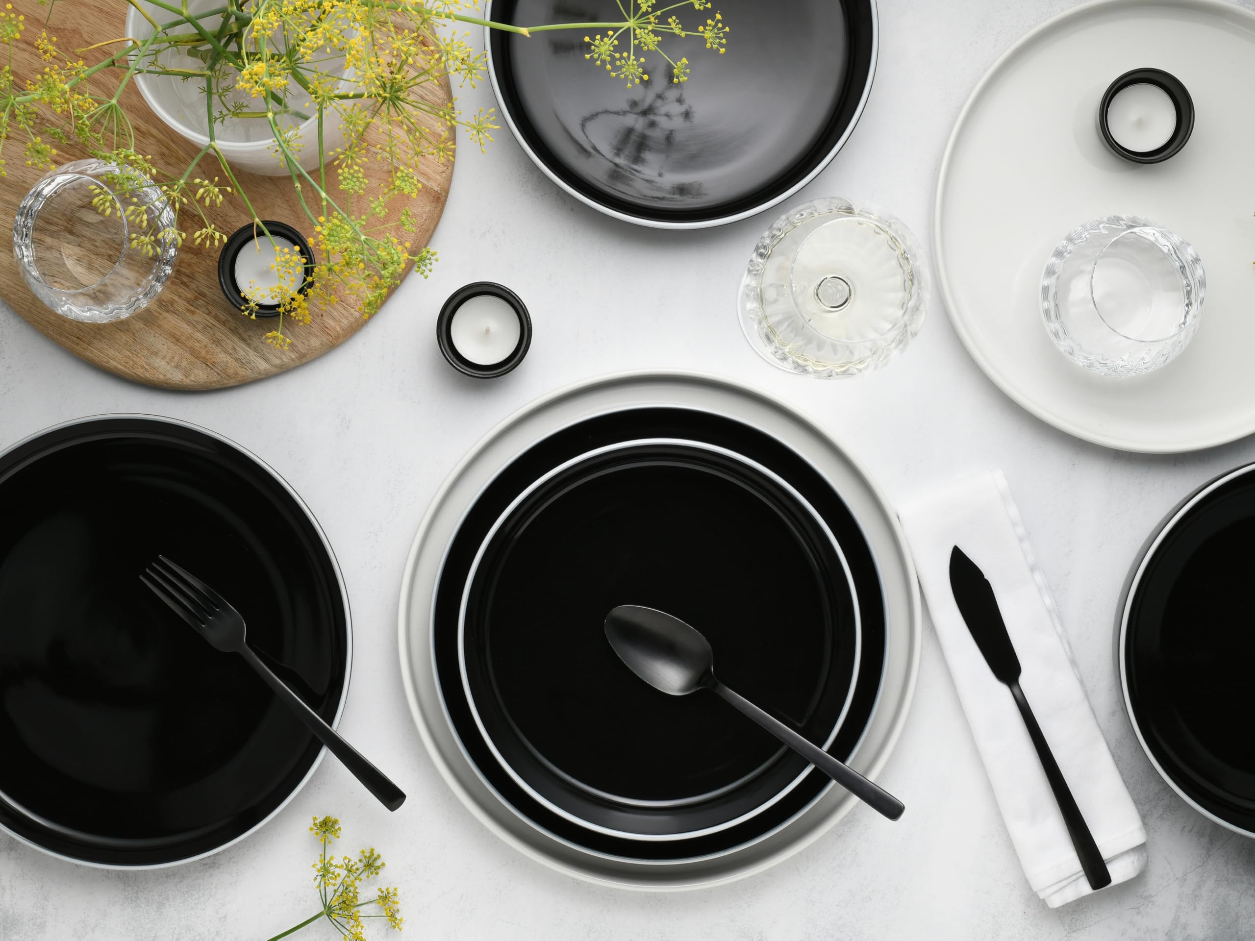 CreaTable 24805 Tafelservice Serie Nordic Gourmet Schwarz 12-tlg. 6 Personen