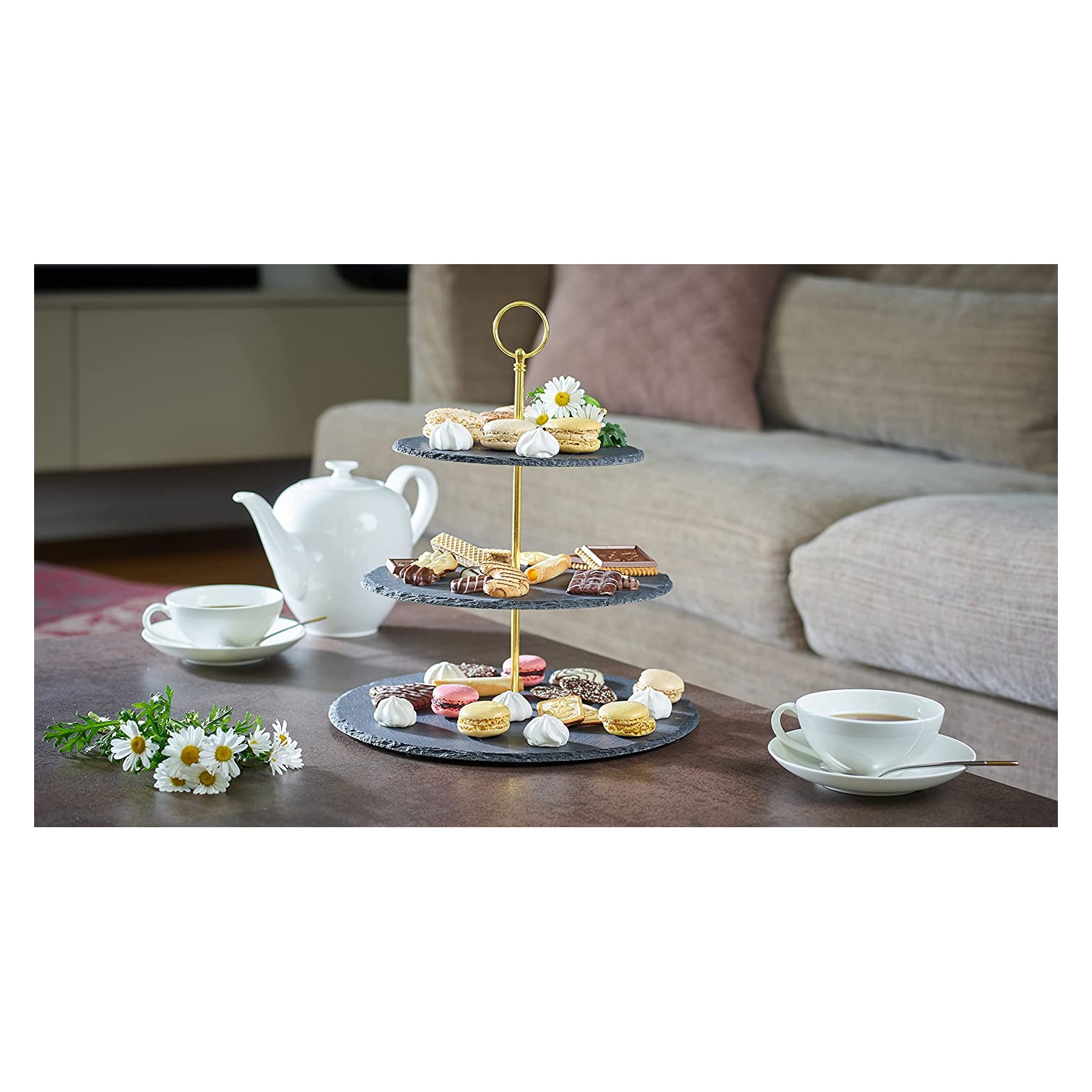 Echtwerk Schiefer Etagere 2‐Stöckig Echtwerk Schiefer Etagere 2‐Stöckig