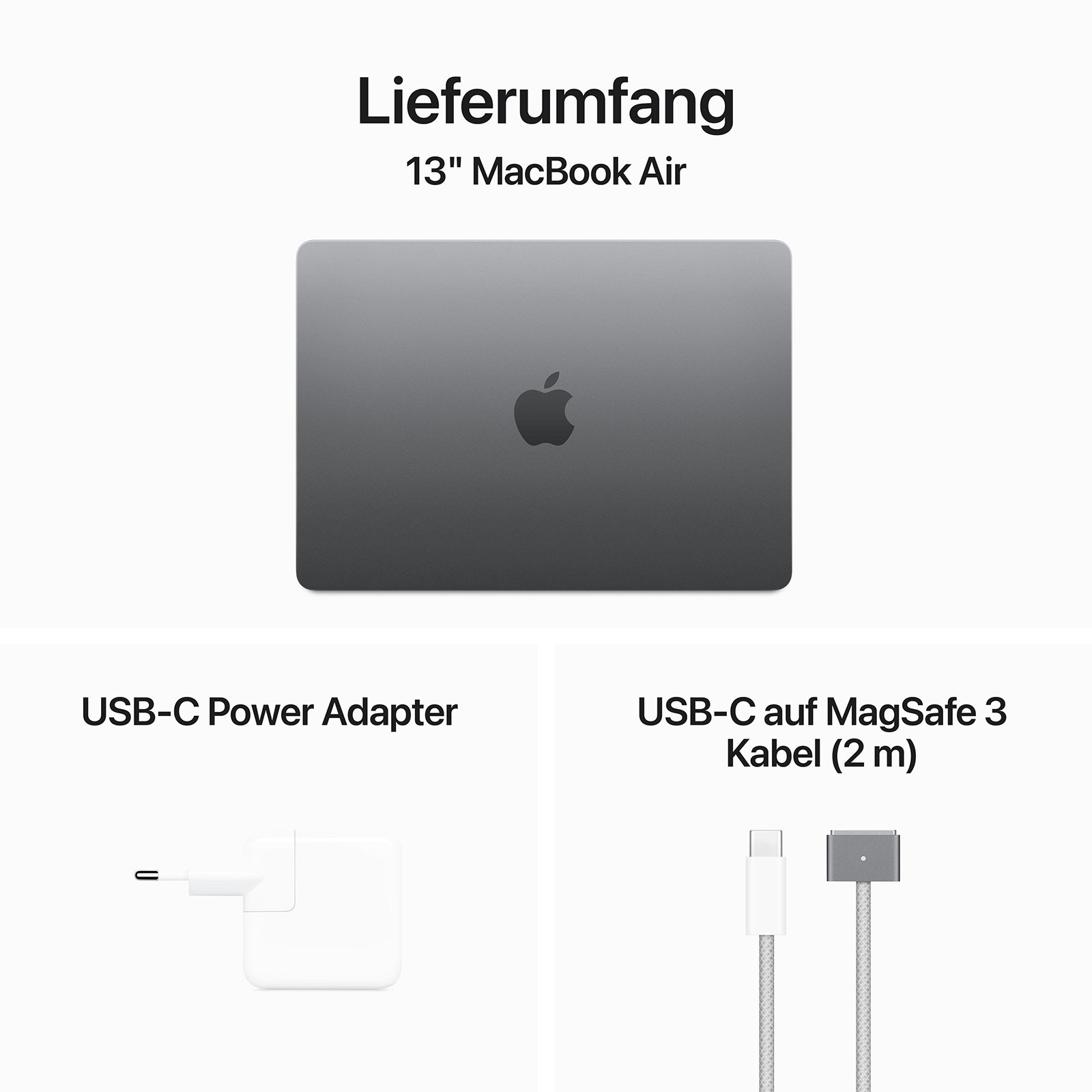 Apple MacBook Air, 13 Zoll, 2024, Space Grau, M3, 8-Core CPU, 10-Core GPU, 16 GB, 1 TB SSD (35 Watt Dual USB-C Netzteil)