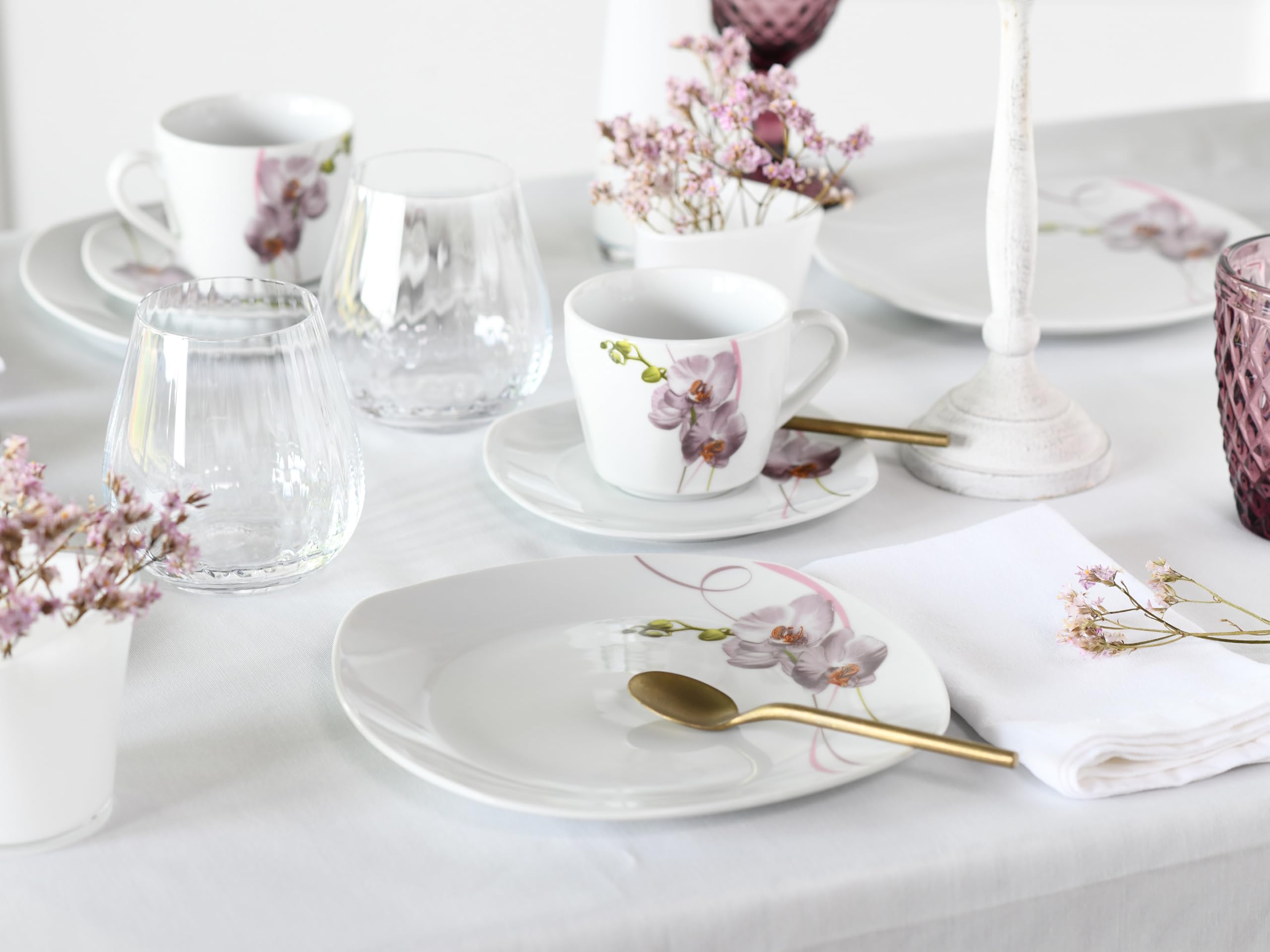 CreaTable, 24024, Serie Square Orchidee, 18-teiliges Geschirrset für 6 Personen