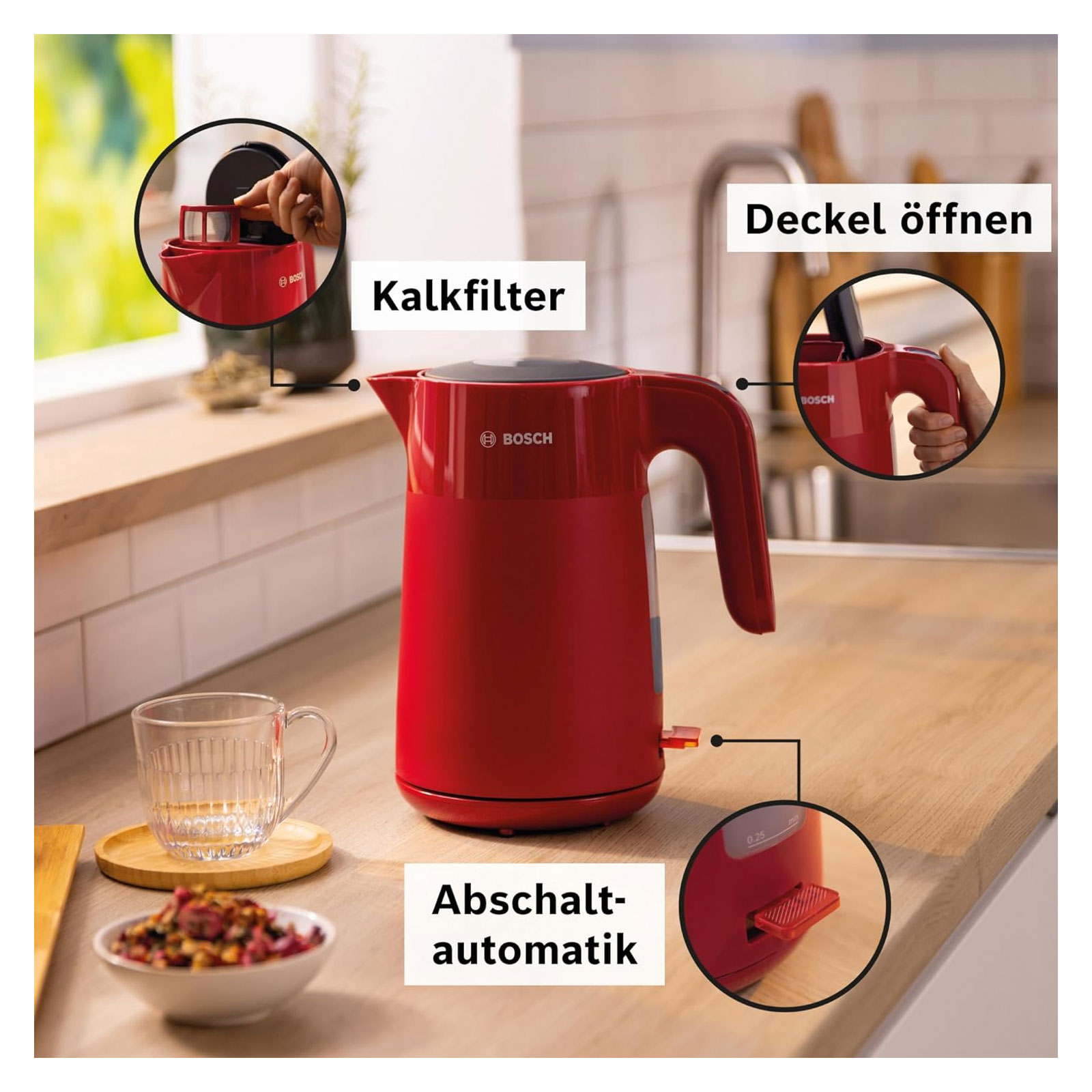 Bosch Wasserkocher TWK2M164 Rot Bosch Wasserkocher TWK2M164 Rot