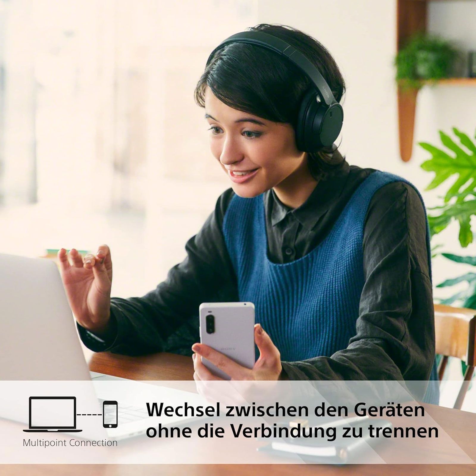Sony WH-CH720N schwarz Bügelkopfhörer (Noise Cancelling, Bluetooth, 35h Akkulaufzeit, Freisprechfunktion, Mehrfachkopplung)