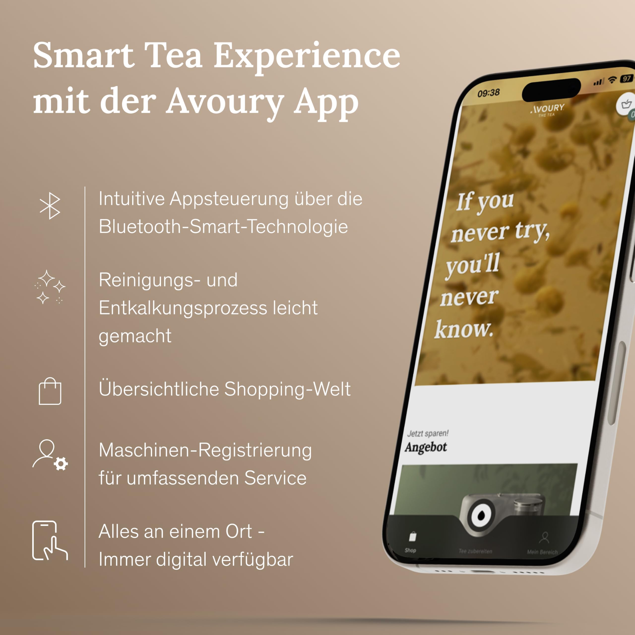 Avoury 6000833 One Grey/Black Teemaschine inklusive Tee-Starterset