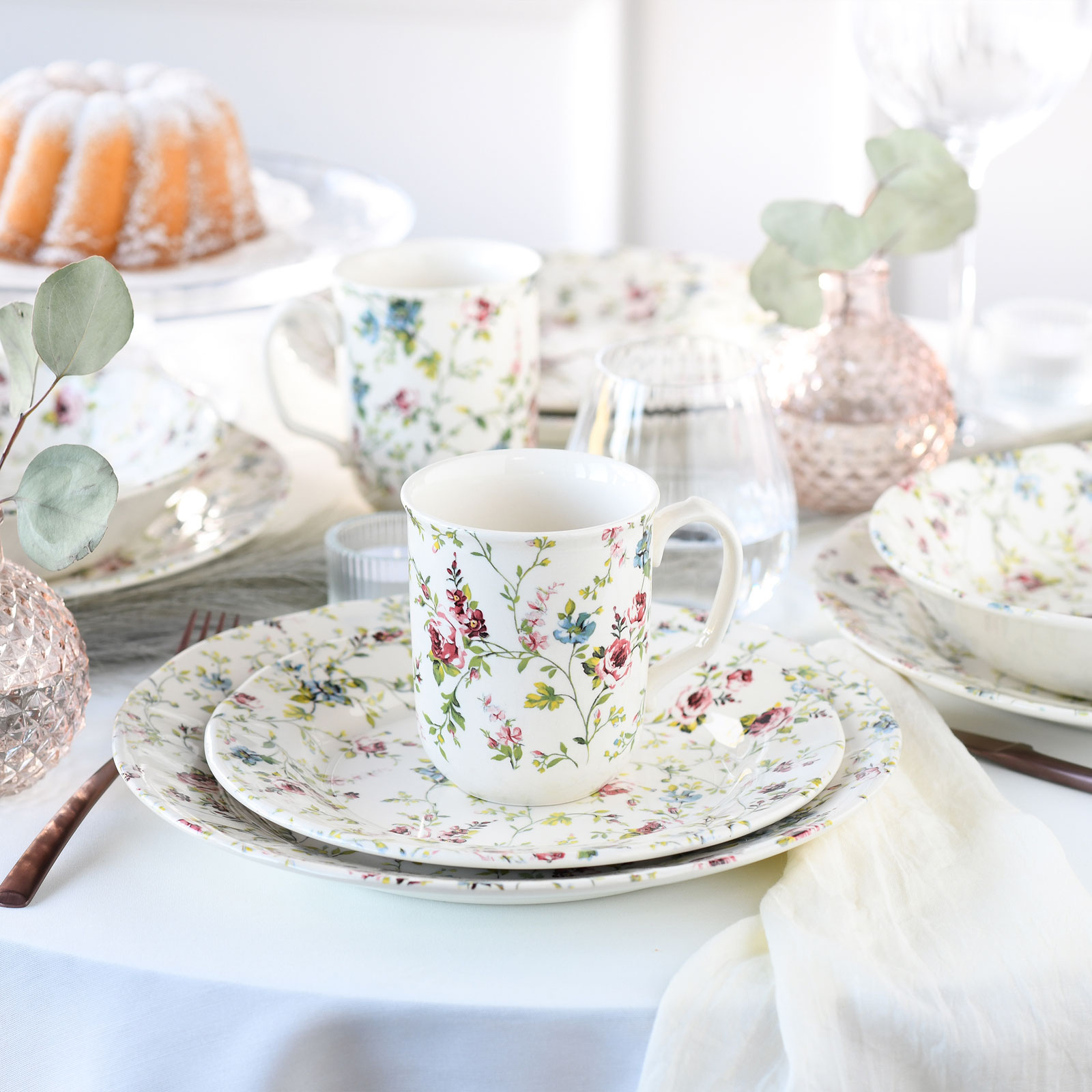 CreaTable, 22906, Serie Rose Garden, Geschirrset, Kombiservice 16 teilig