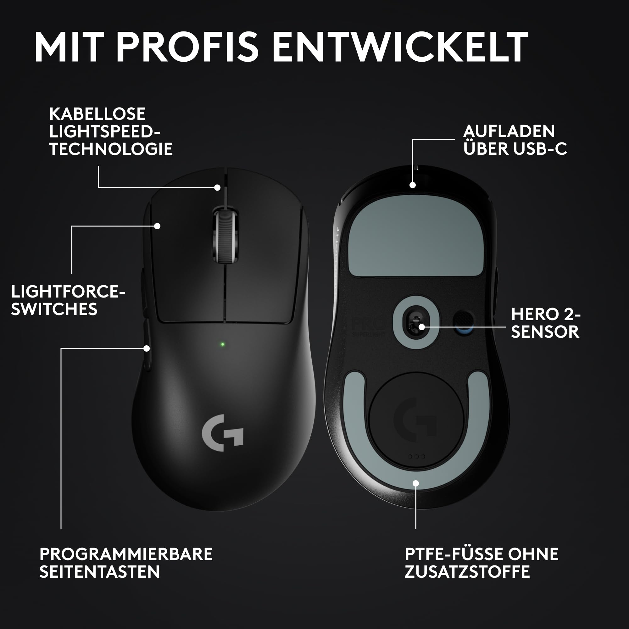 Logitech G PRO X SUPERLIGHT 2 DEX kabellose Gaming-Maus
